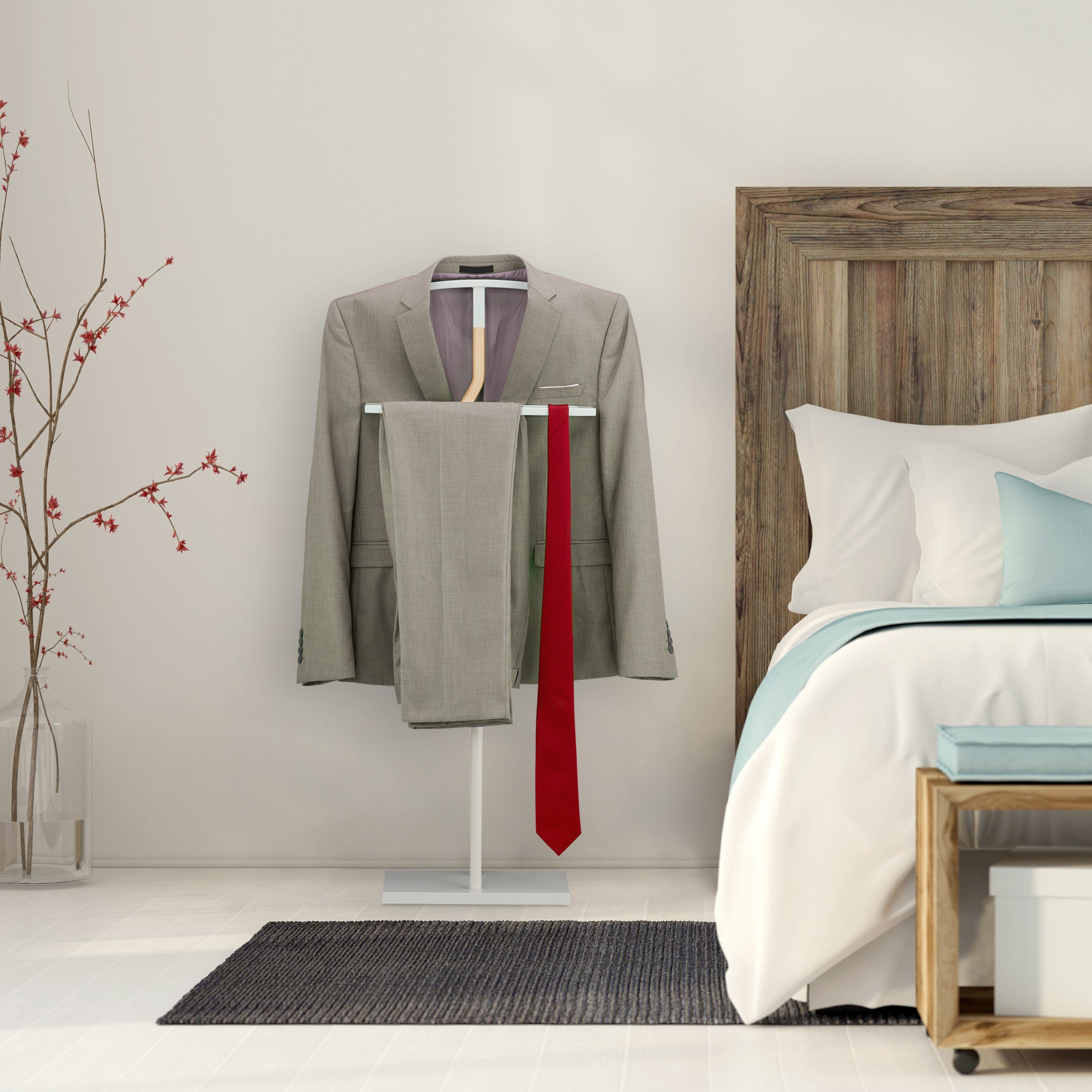 relaxdays Herrendiener Holz & Metall weiß, (1 St) – Bild 2 von 5