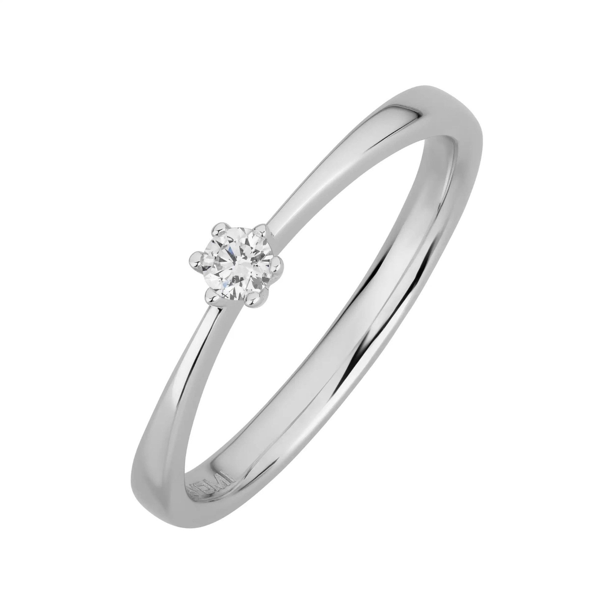 Fingerring 585/- Weißgold 1 synth. Diam. 0,10 ct.