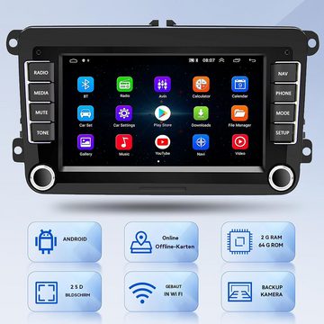 Hikity Android 13 Doppel DIN Autoradio für VW Golf 5/6, 7'' Display GPS Autoradio (Mit Rückfahrkamera und Mikrofon, WiFi Bluetooth Freisprecheinrichtung FM RDS)
