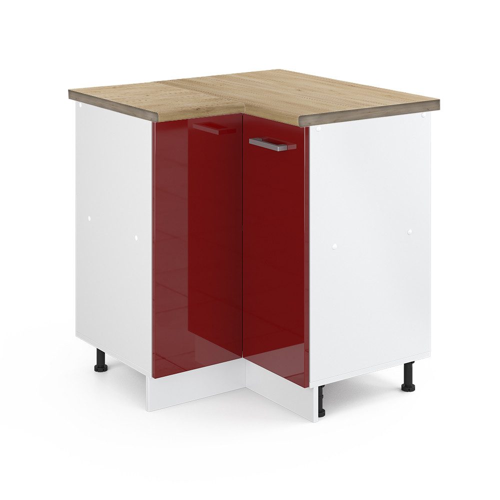 Vicco Eckunterschrank R-Line, Bordeaux Hochglanz/Weiß, 75.6 günstig online kaufen