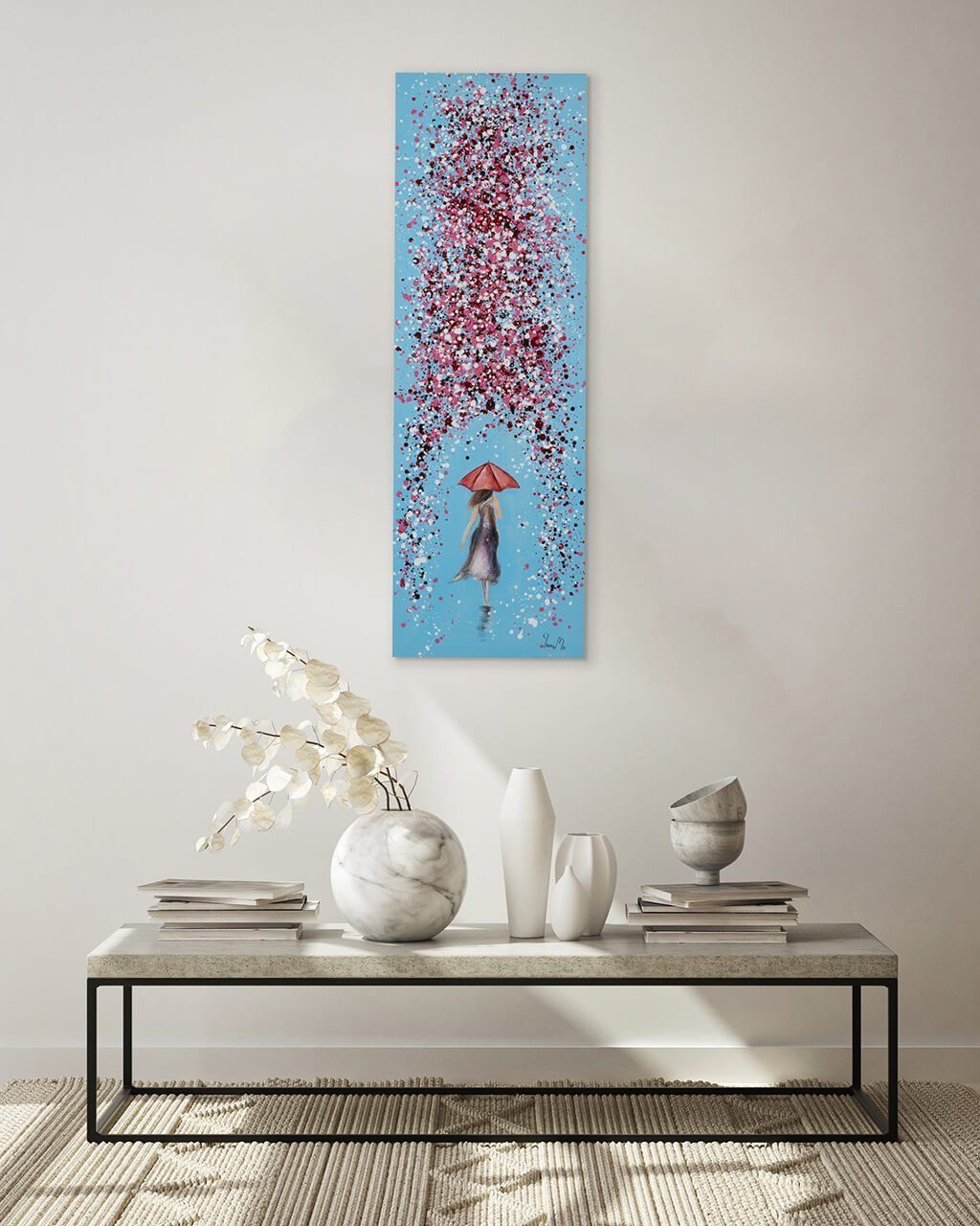 KUNSTLOFT Gemälde Flowerway Wohnzimmer HANDGEMALT cm, Wandbild to 100% 40x120 Leinwandbild Dream