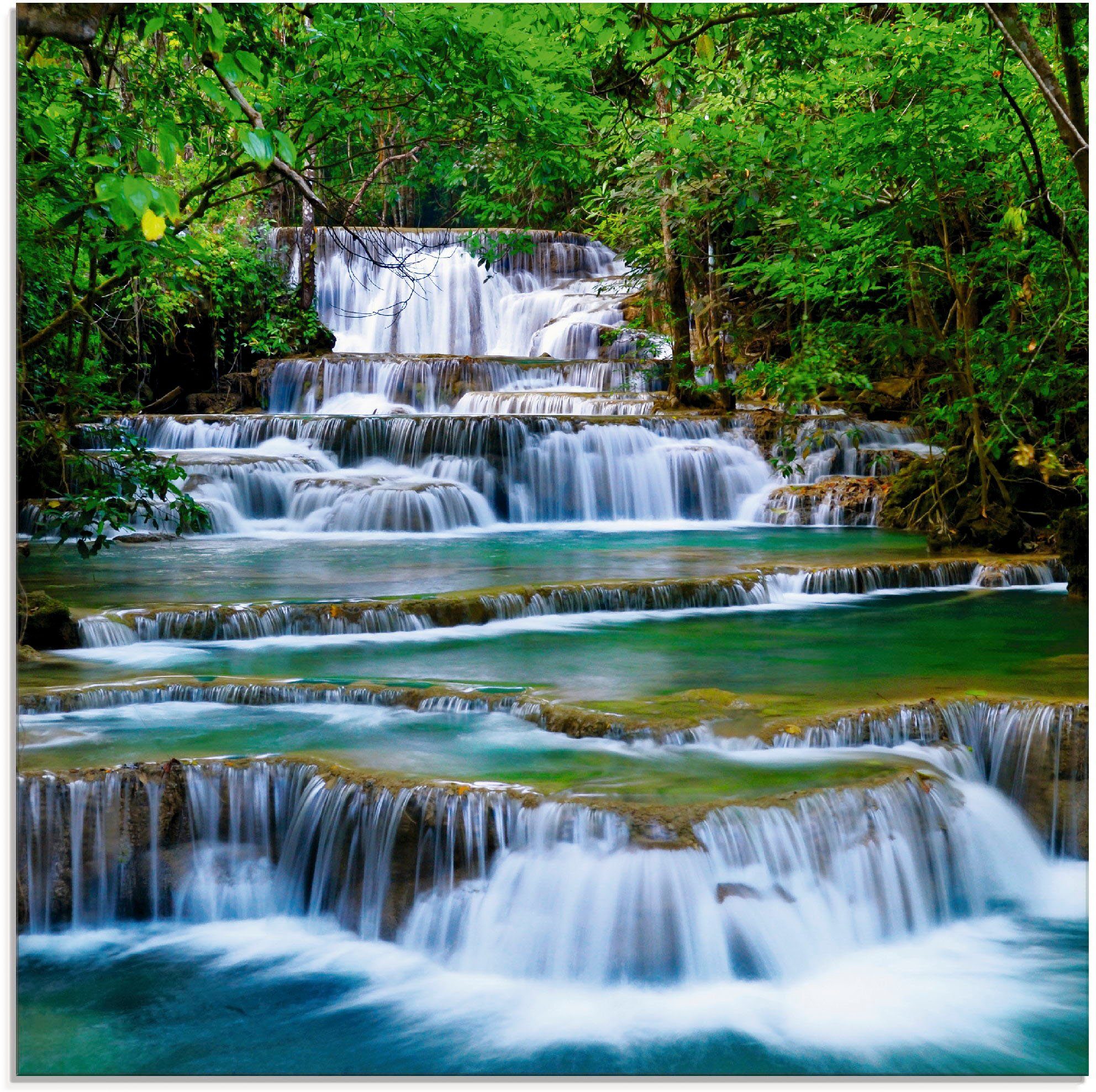 Artland Glasbild Tiefen Wald Wasserfall, Gewässer (1 St), in verschiedenen Größen