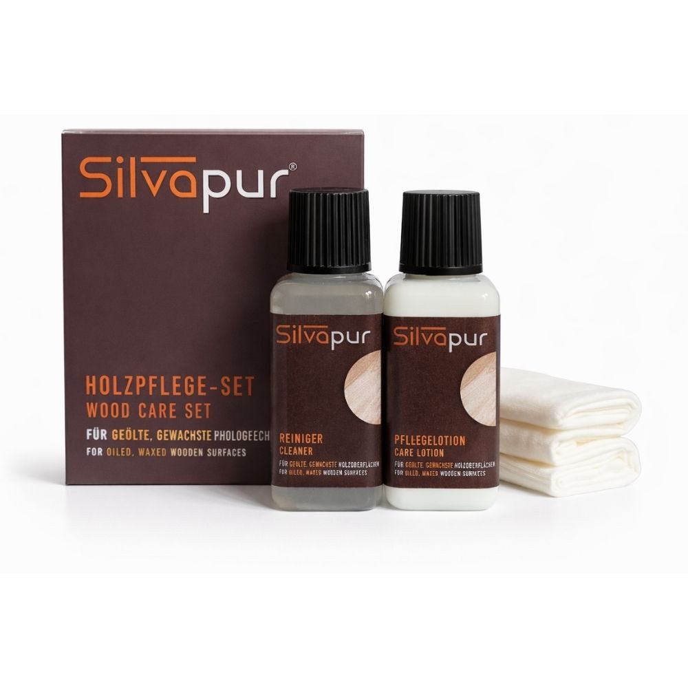 LCK SILVAPUR® Holzpflege-Set für geölte und gewachste Holzoberflächen Holzreiniger (4tlg. Komplett-Set, [- Komplett-Set 4-tlg., für Holzmöbel und Holzoberflächen)