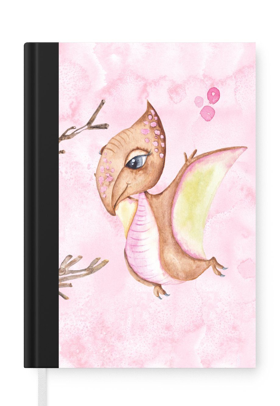 MuchoWow Notizbuch Dino - Mädchen Rosa 98 Haushaltsbuch - - Aquarell Mädchen, Journal, Tagebuch, A5, Kinderzimmer - Kind Seiten, Merkzettel, - Notizheft, 