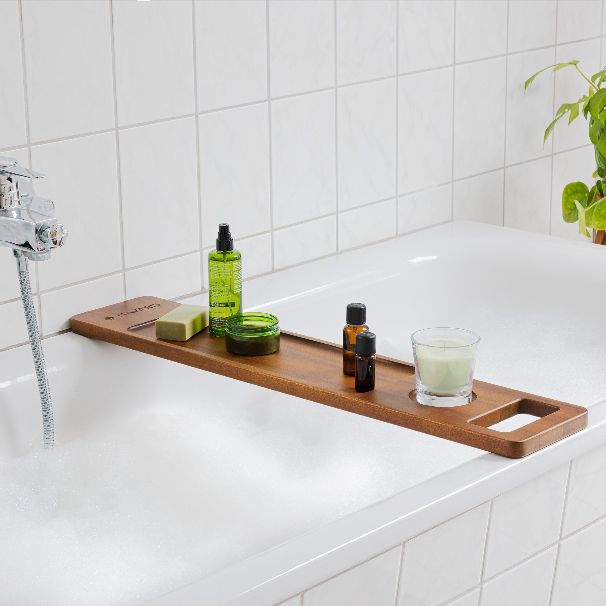 Navaris Badewannenablage Badewannenablage Holz - Buchablage günstig online kaufen