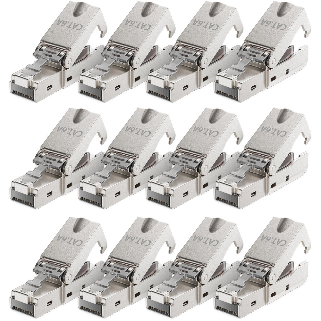 deleyCON deleyCON 12x CAT6a Werkzeugloser RJ45 Netzwerkstecker 10Gbit/s Netzwerk-Adapter