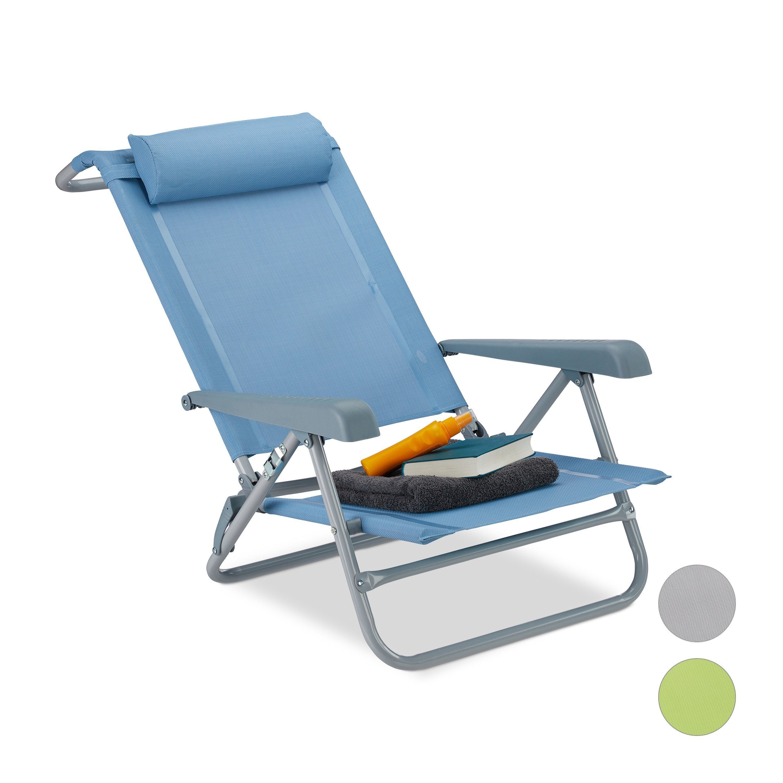 relaxdays Gartenstuhl Klappbarer Liegestuhl mit Nackenkissen, günstig online kaufen
