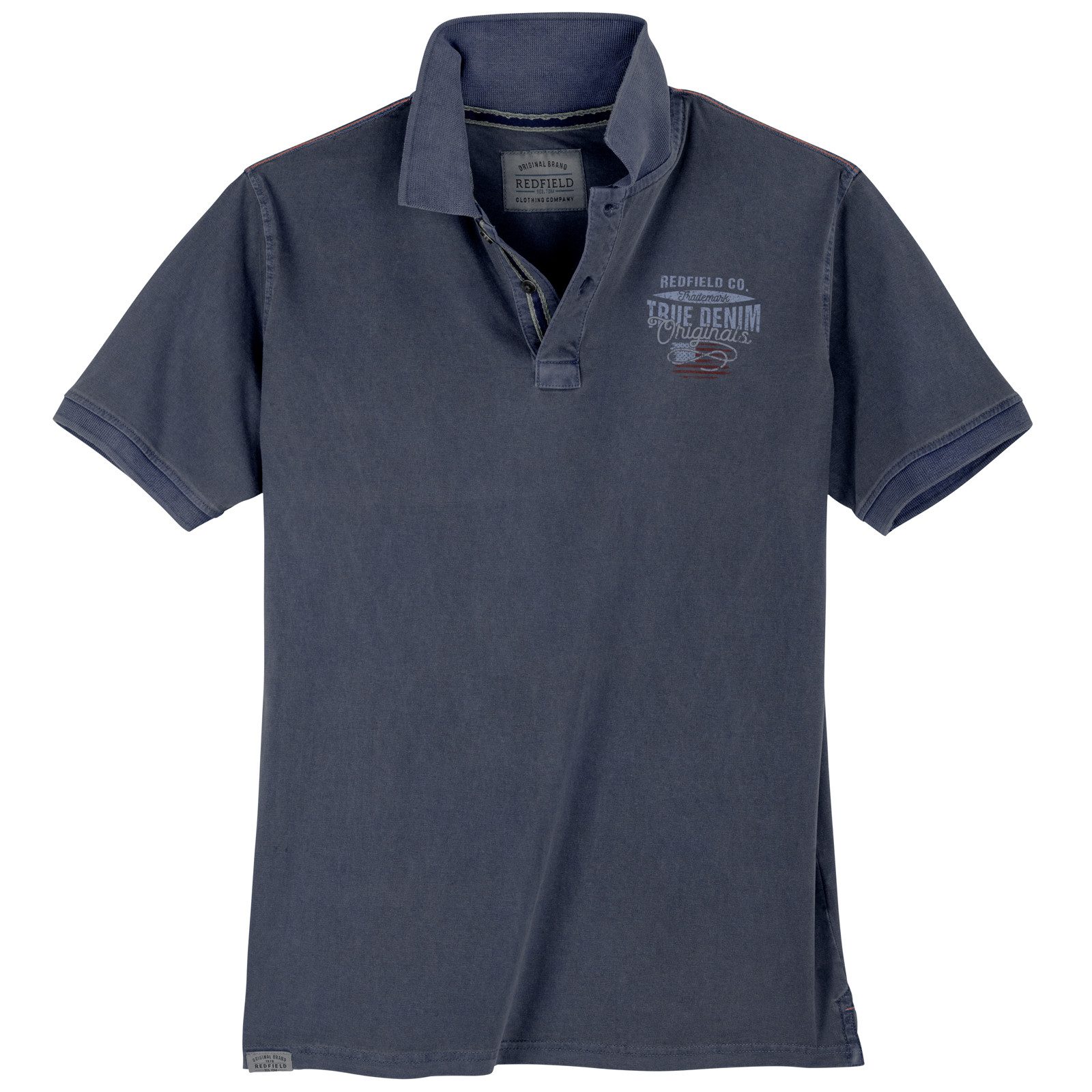 Poloshirt Redfield Poloshirt XXL Vintage Brustprint denimblau