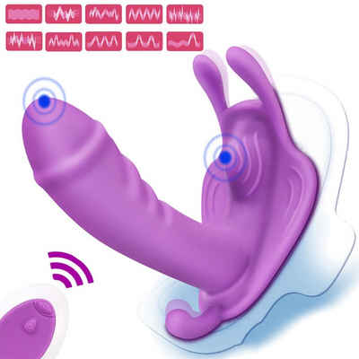LETGOSPT Butterfly-Vibrator Tragbarer Vibrator, Mit 10 Vibrationsmodi und Fernbedienung, Klitoris-Stimulator Sexspielzeug für Frauen
