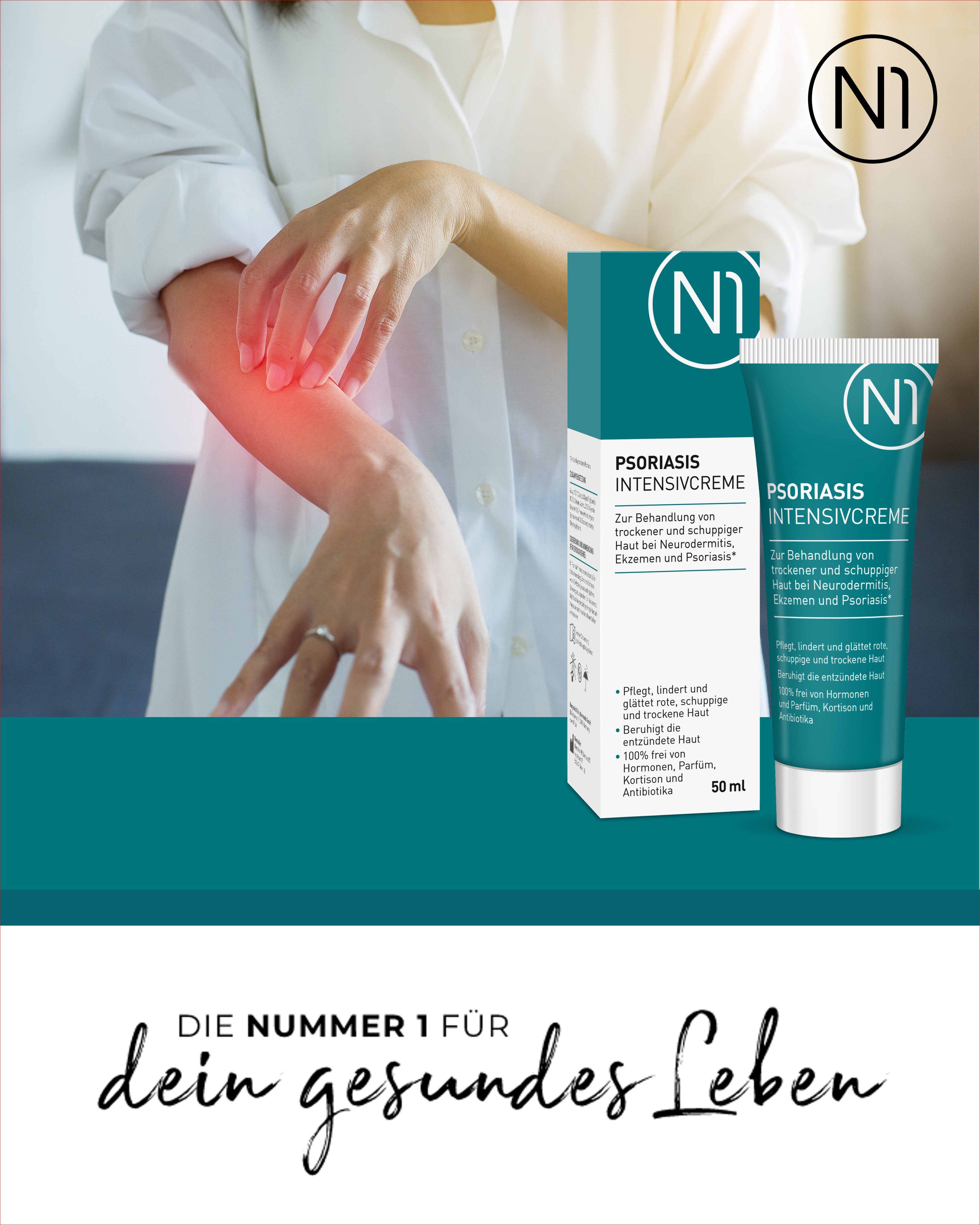 N1 Healthcare Körpercreme N1 Psoriasis Intensivcreme, 50 ml, Medizinprodukt, patentierte Rezeptur
