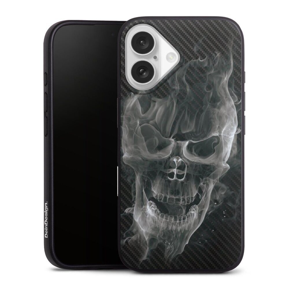 Handyhülle Totenkopf Schädel Carbon Smoke Skull Carbon