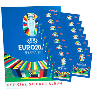 Topps Sticker Topps UEFA EURO 2024 Sticker - Fußball EM Sammelsticker - 1 Album +, (Set), UEFA EURO 2024 Sticker - 1 Album + 15 Tüten