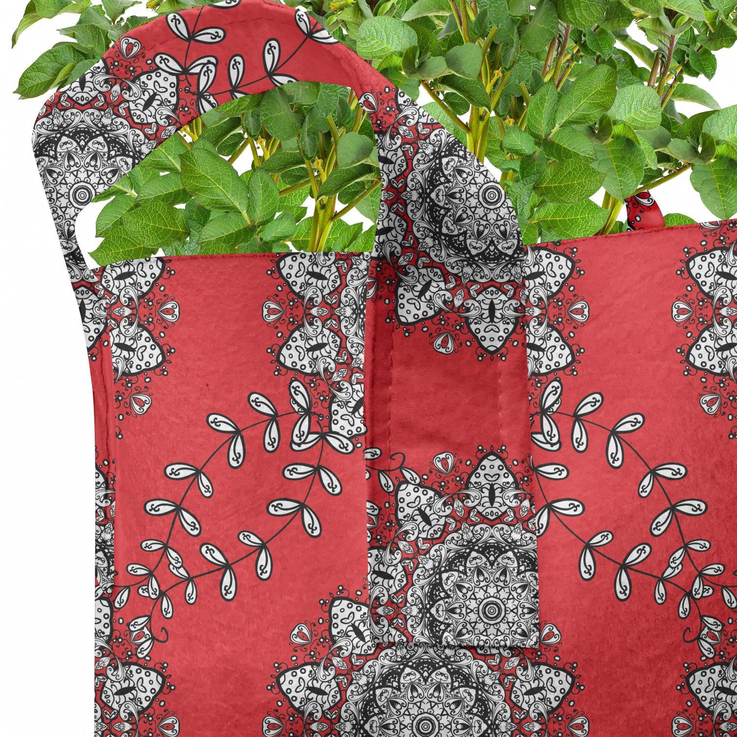 Abakuhaus Pflanzkübel hochleistungsfähig Stofftöpfe Red Wirbels-Blumen mit Griffen greifen Mandala Ineinander Pflanzen, für