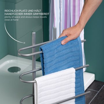 bremermann Handtuchhalter Stand-Handtuchhalter freistehend, 3 Stangen, Handtuchständer, grau