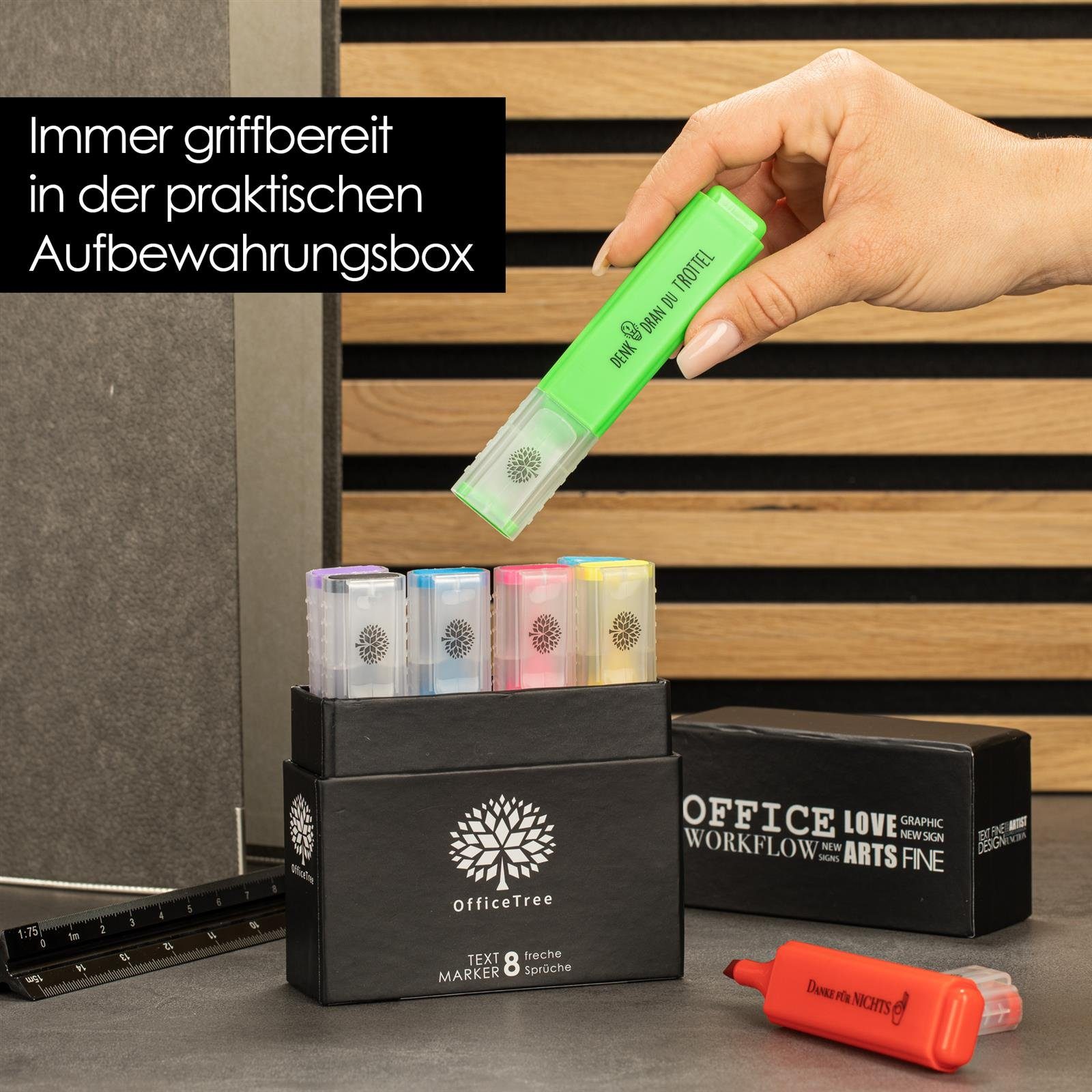 8 Textmarker Mit Sprüchen - Pastellfarben In Aufbewahrungsbox