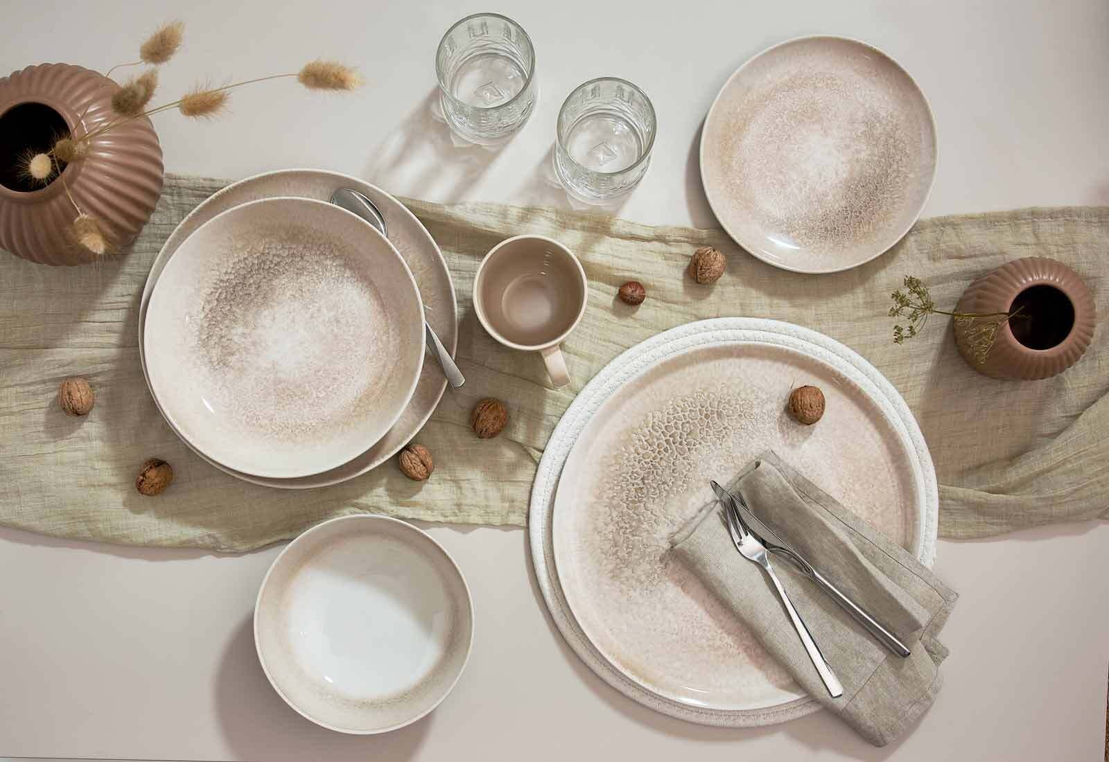 Ritzenhoff & Breker Frühstücks-Geschirrset Savora Frühstücks-Set 12er Set (12-tlg), 4 Personen, Steinzeug