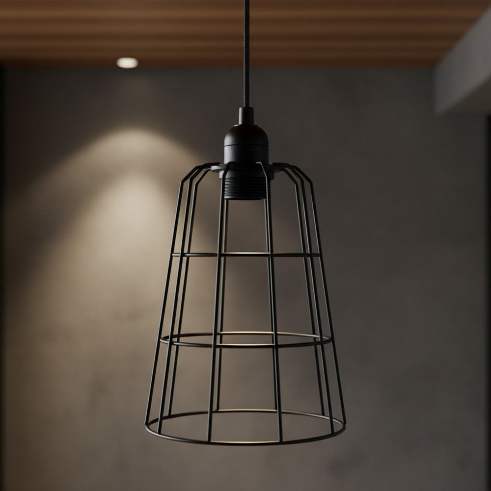 Mucola Hängeleuchte Hängelampe Deckenlampe Deckenleuchter 15x15x20 cm E14 Metall Schwarz, ohne Leuchtmittel