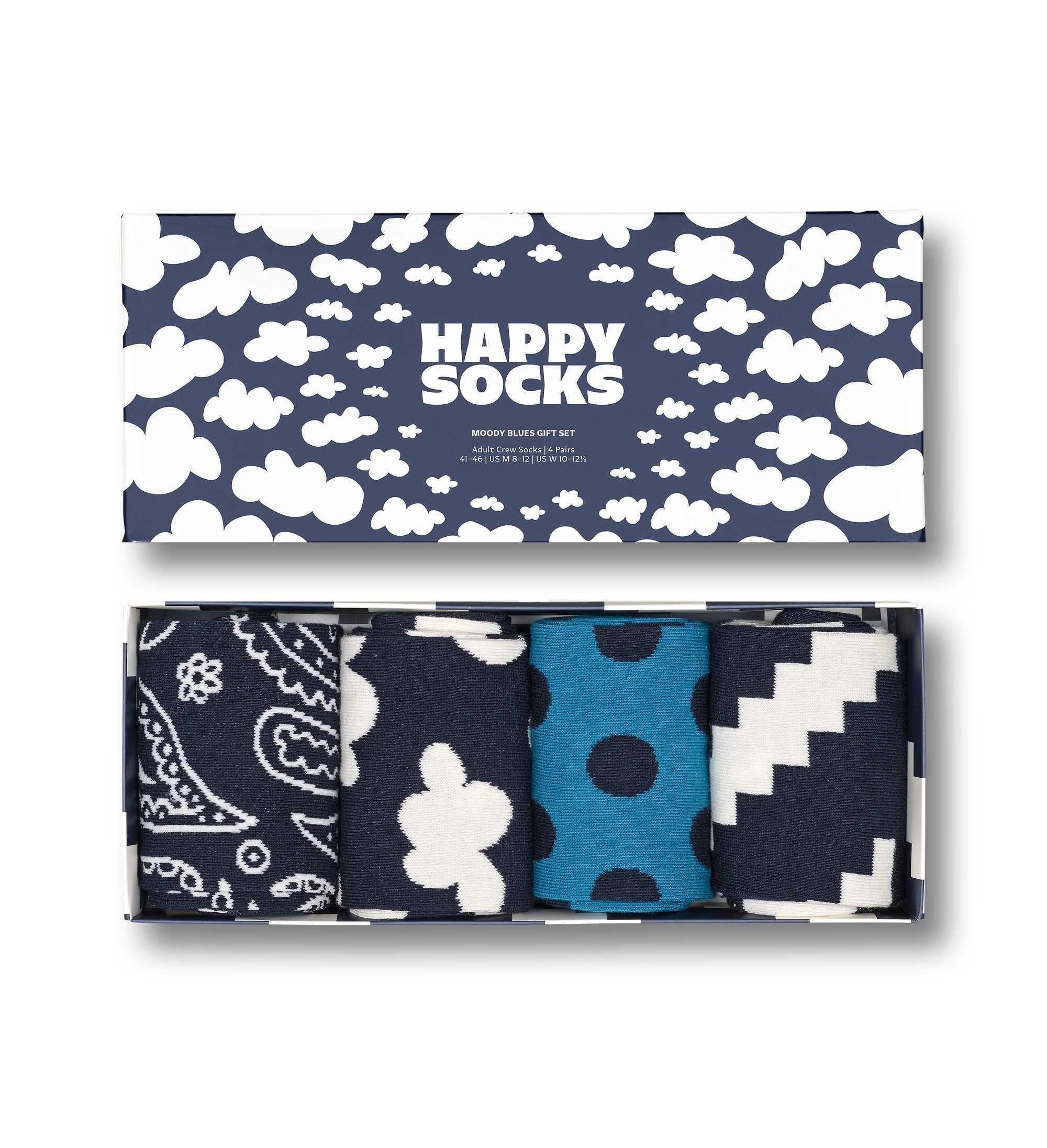 Happy Socks Kurzsocken 4er Pack Unisex Moody Geschenkbox Blues Socken
