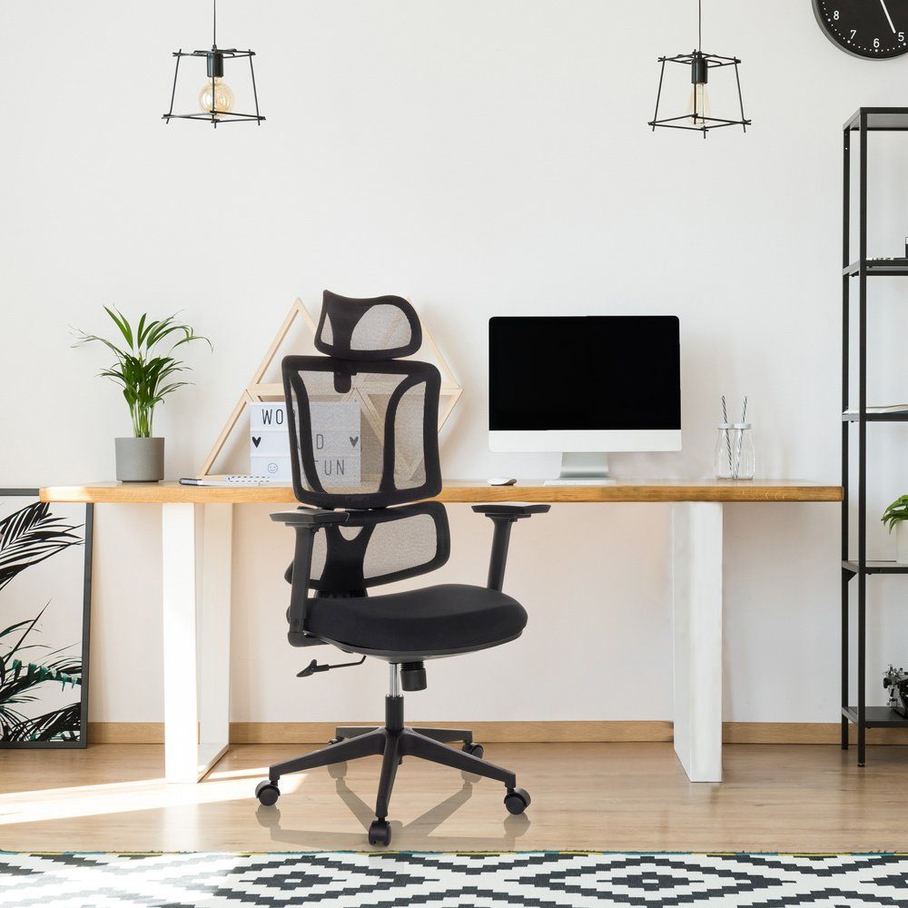 MyBuero Bürostuhl Office Stoff Drehstuhl ergonomisch (1 ERGOMY St), Schreibtischstuhl Home Schwarz
