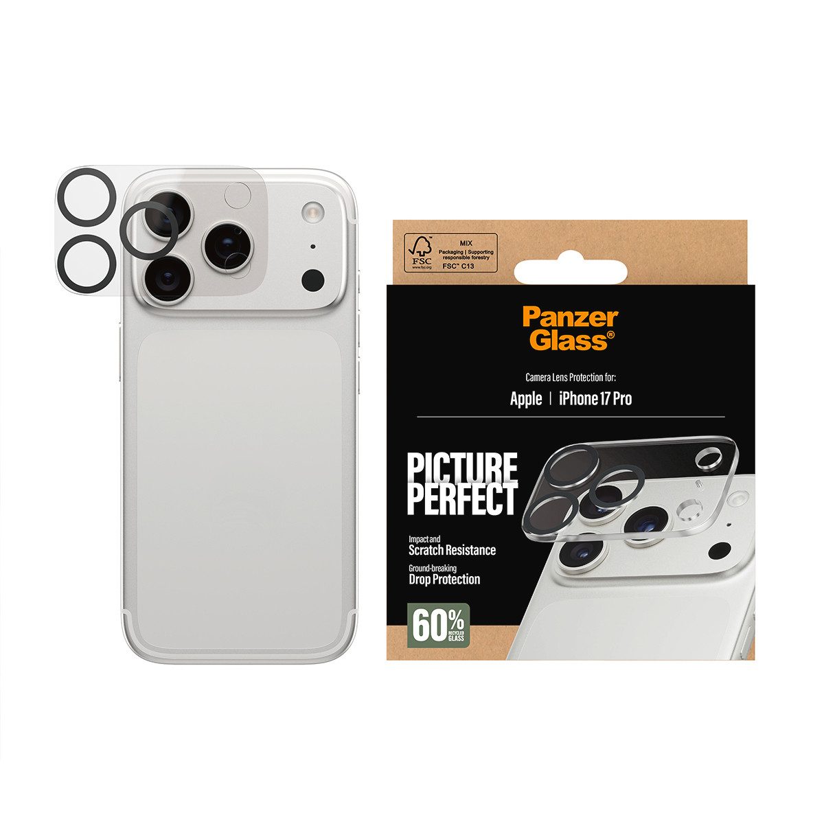 CARE by PanzerGlass Kameraschutzglas PicturePerfect Camera Lens Protector für Apple iPhone 17 Pro, Kameraschutz,Linsenschutz,Objektivschutz, kratz- & stoßfest