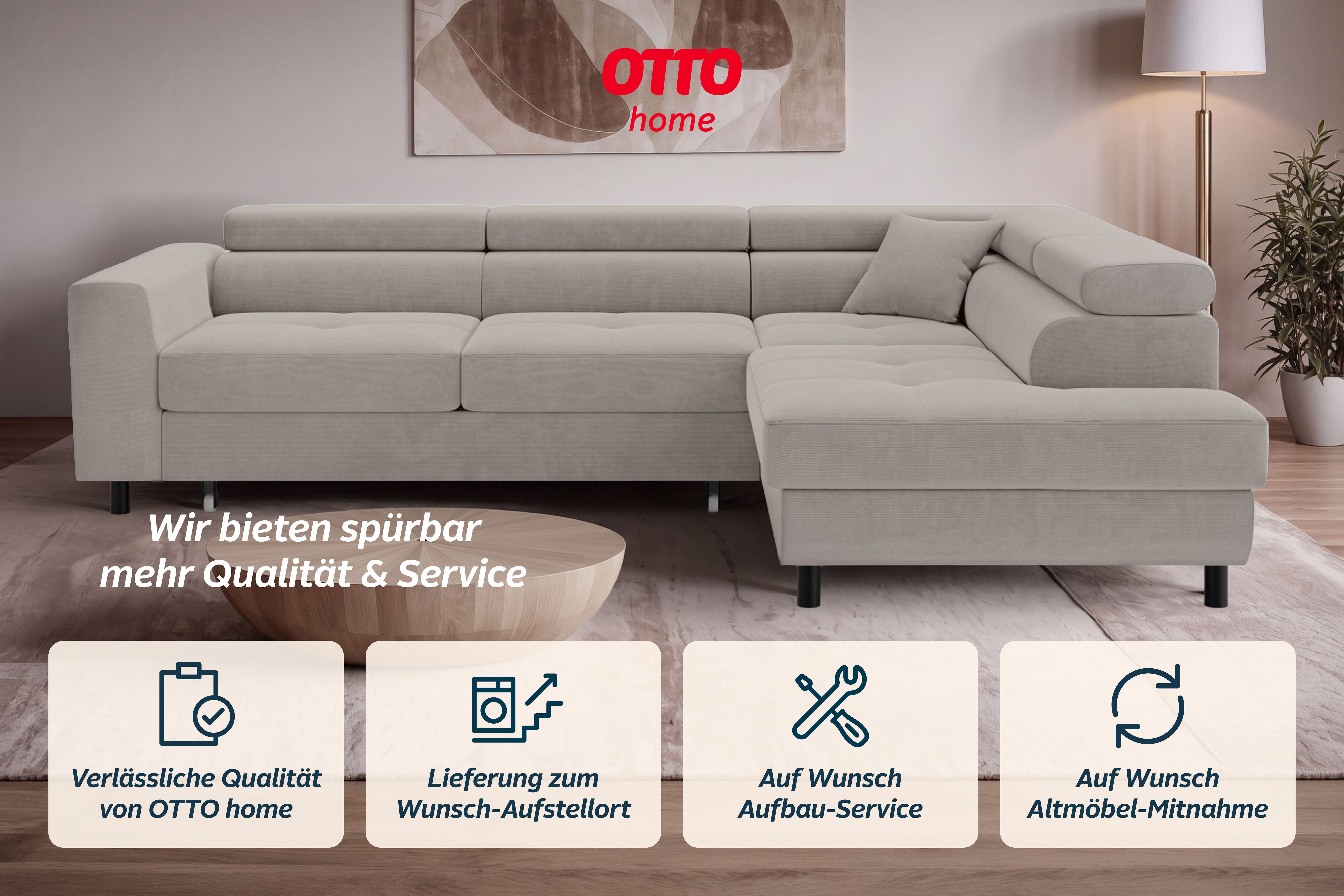 OTTO home Ecksofa AADEN Schlafsofa 254 cm - OTTO. Verlässliche Qualität., mit Bettfunktion, Bettkasten, Kopfstützen, rechts/links bestellbar – Bild 5 von 5