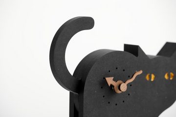 ONZENO Wanduhr THE CATLIKE. 17x22x1.3 cm (handgefertigte Design-Uhr)