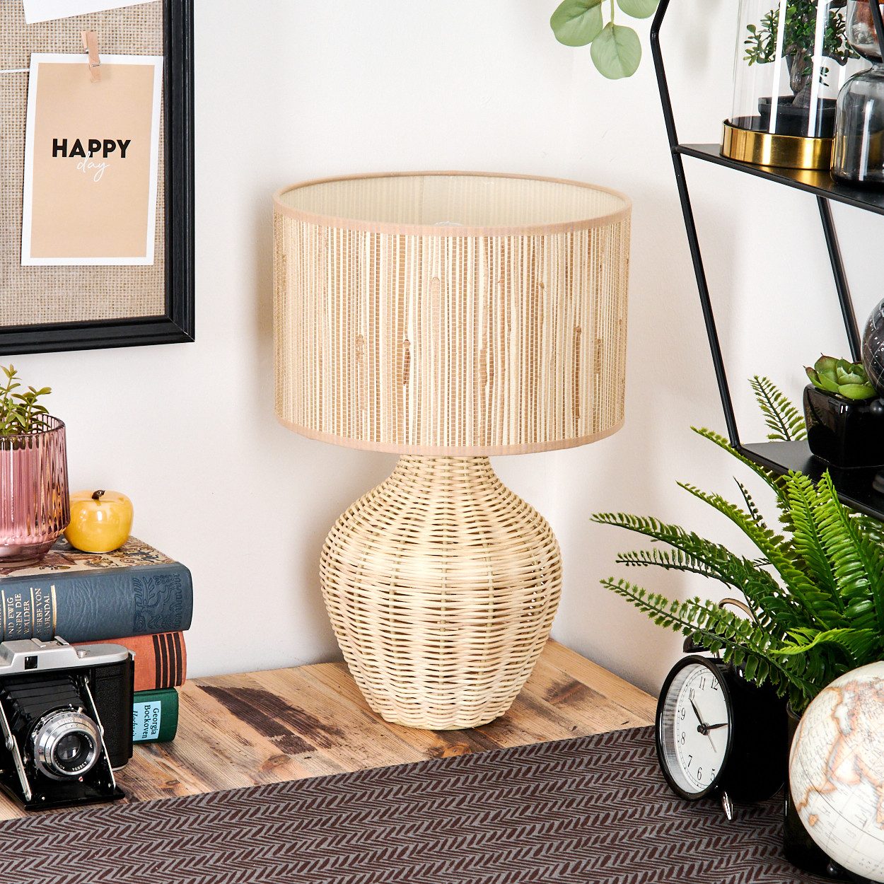 hofstein Tischleuchte Tischlampe aus Rattan/Korbgeflecht/Seegras in günstig online kaufen