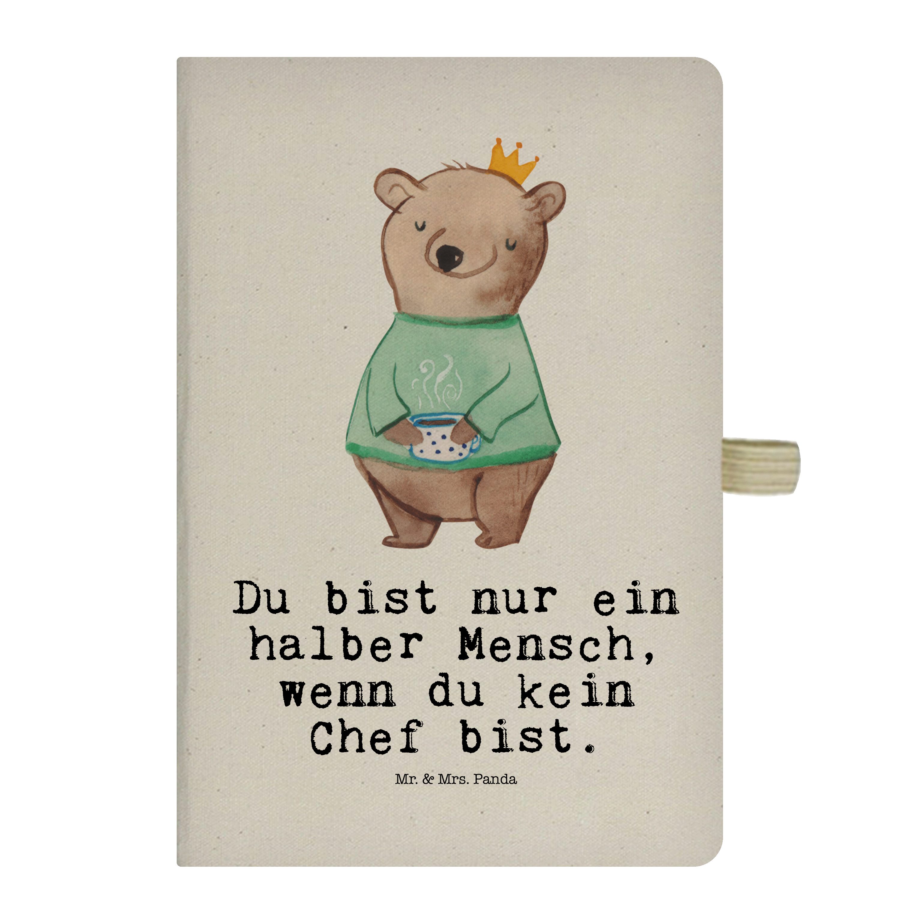 Mr. & Mrs. Panda Notizbuch Chef mit Herz - Transparent - Geschenk, Führungskraft, Eintragebuch, Mr. & Mrs. Panda