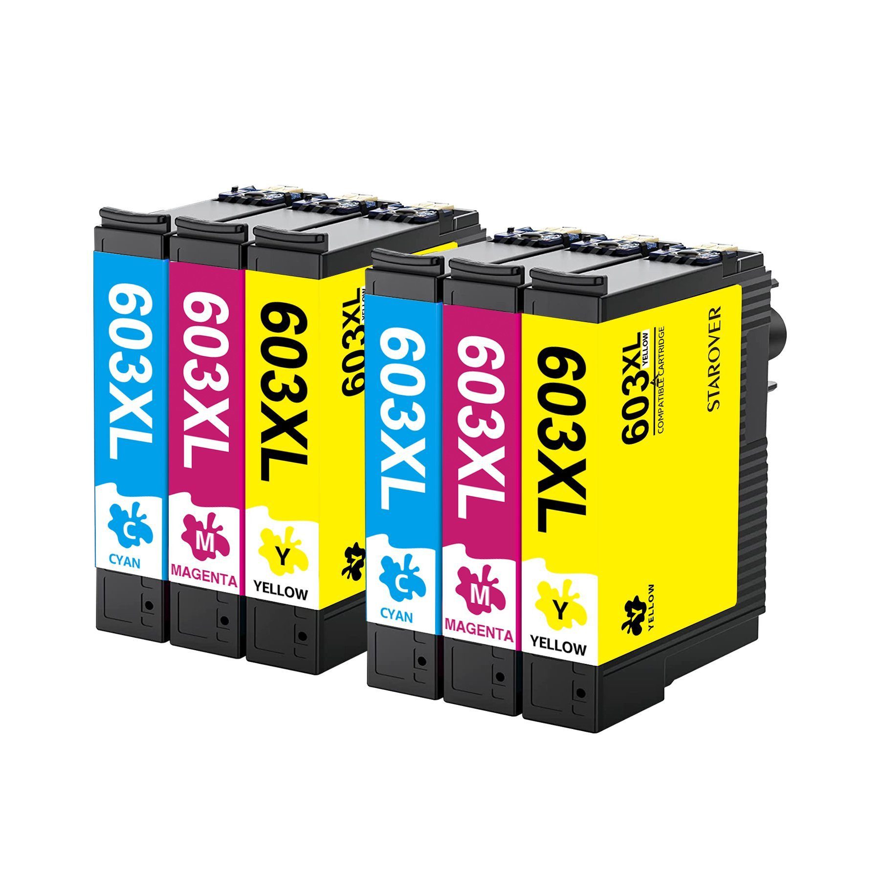 STAROVER Epson 603XL Druckerpatronen 603 XL Tintenpatrone (XP-2100, XP-2105, XP-2150, XP-2155, XP-3100, XP-3105, XP-3150, XP-3155, XP-4100, XP-4105, XP-4150, XP-4155, 6-tlg., WorkForce WF-2810 WF-2820 WF-2830)