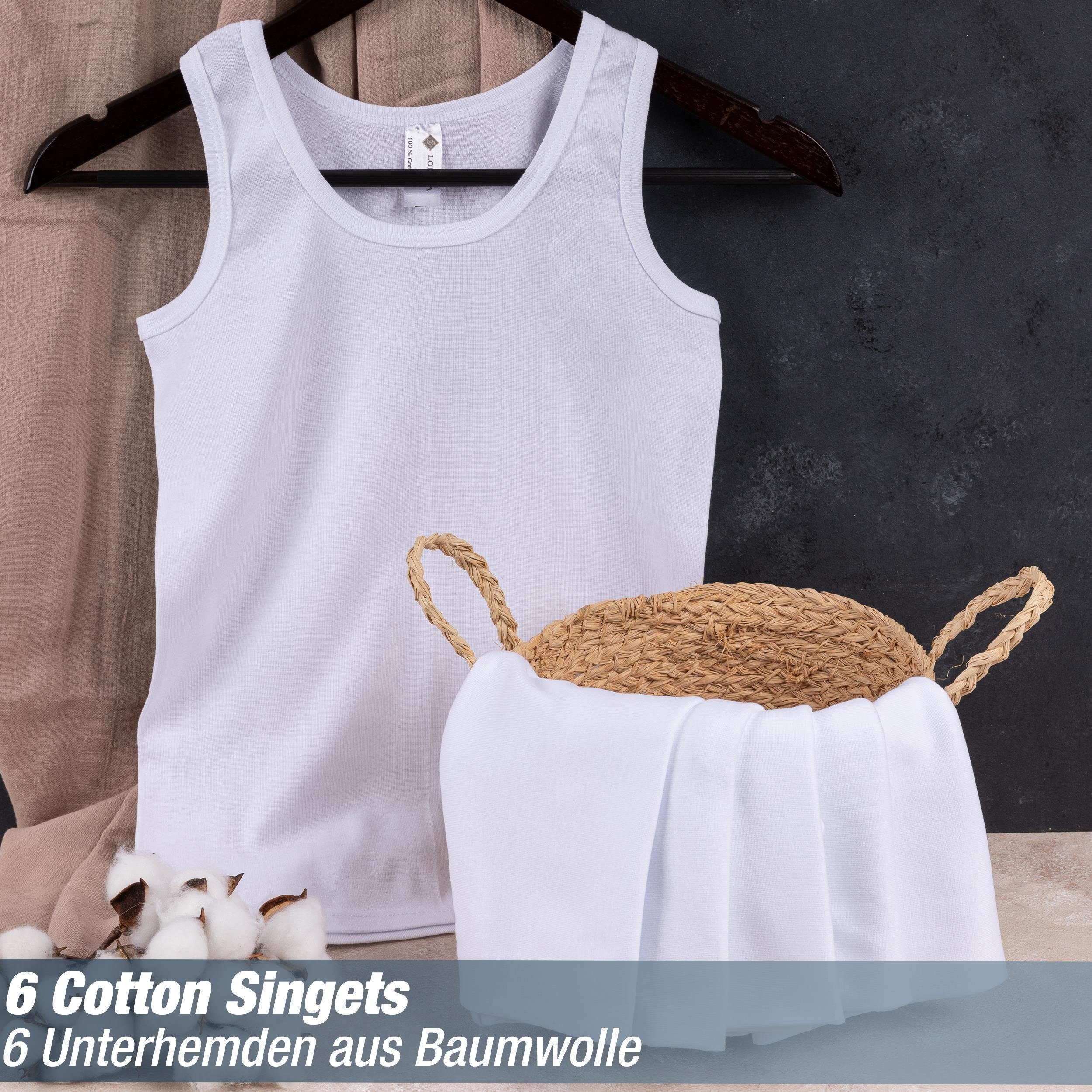 Unterhemden LOREZA Unterhemd 100% Baumwolle (Spar-Packung, Jungen 6-St) ohne Seitennaht