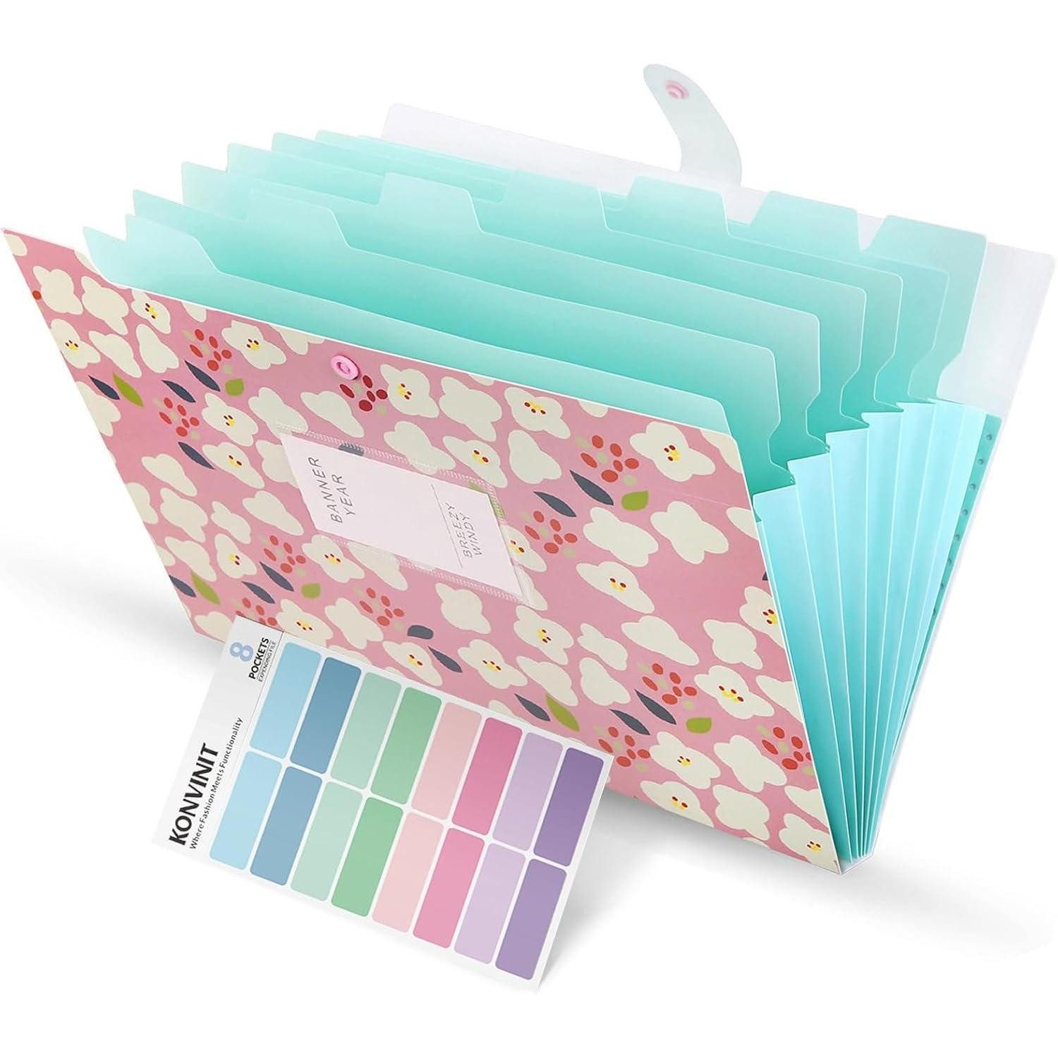 Fächermappe Fächermappe A4 Dokumentenmappe 8 Tasche Floral Akkordeon Ordner mit