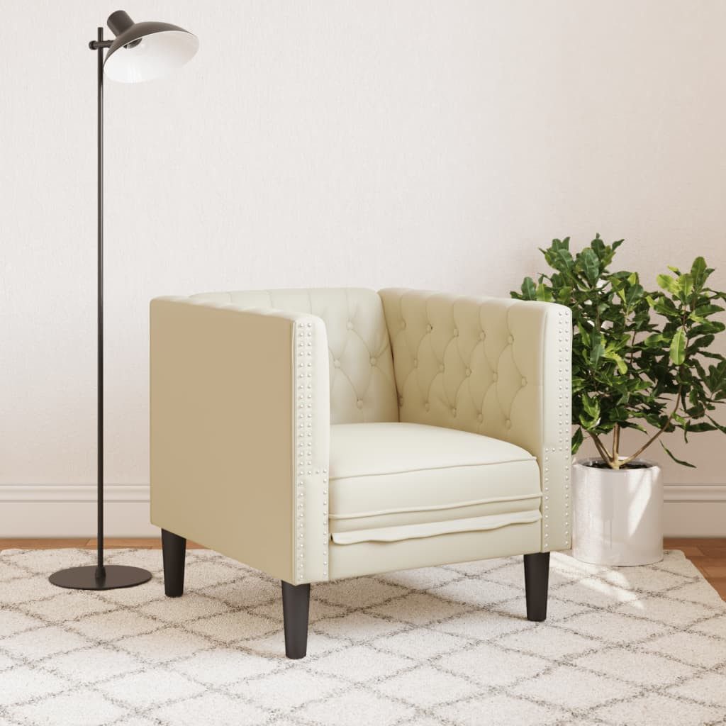 vidaXL Sofa Chesterfield-Sessel Creme Kunstleder günstig online kaufen