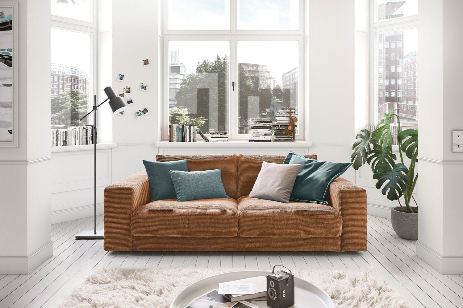 KAWOLA Sofa MADELINE, Cord 2-Sitzer od. 3-Sitzer versch. Farben rost