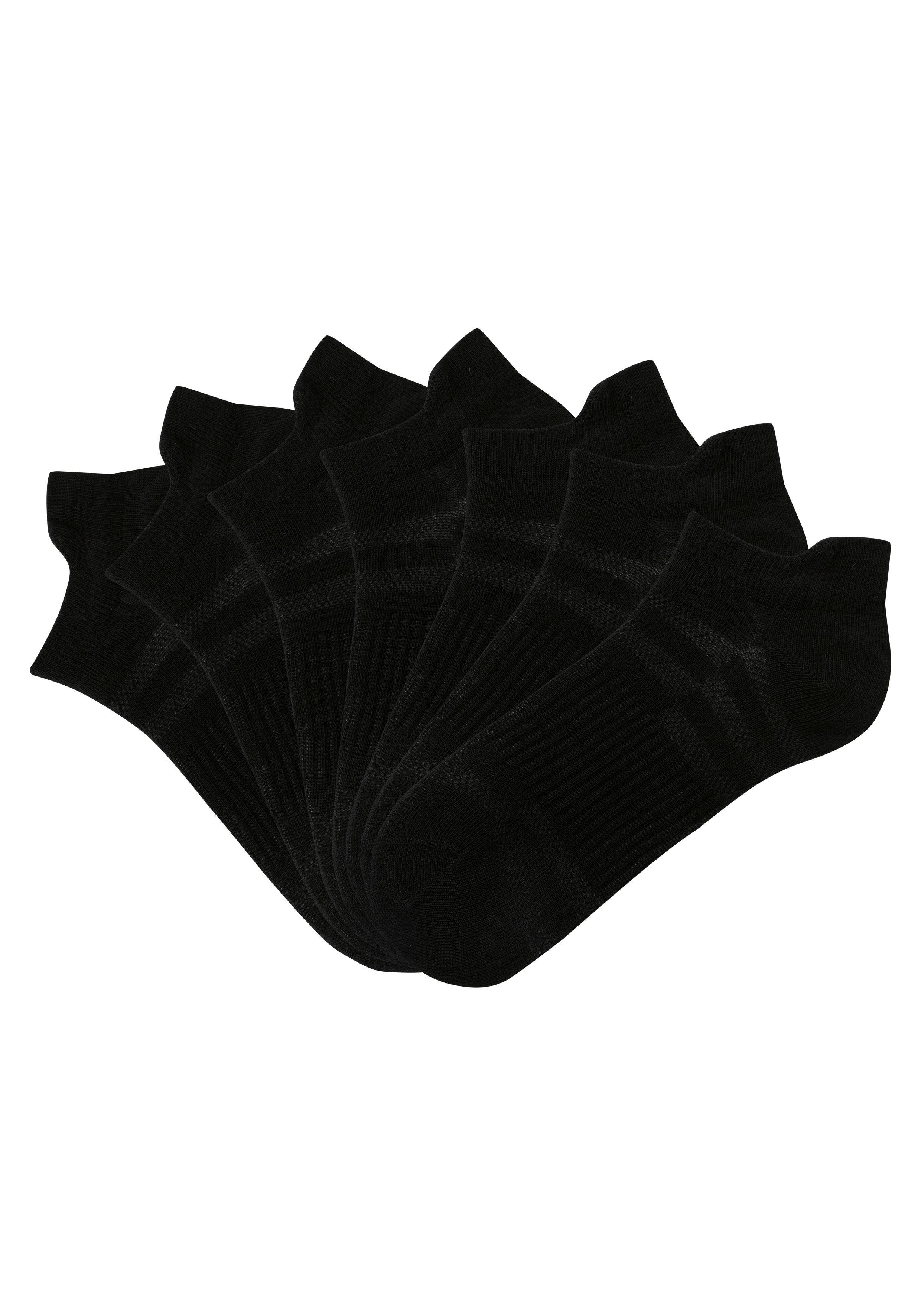 LASCANA ACTIVE Sneakersocken Damen Kurze, Niedrige Socken aus Baumwolle für Sneaker, ohne Frottee (Packung, 7-Paar, Gr. 35-38 bis 39-42) in Piqué-Optik, Mittelfußgummi für optimaler Halt