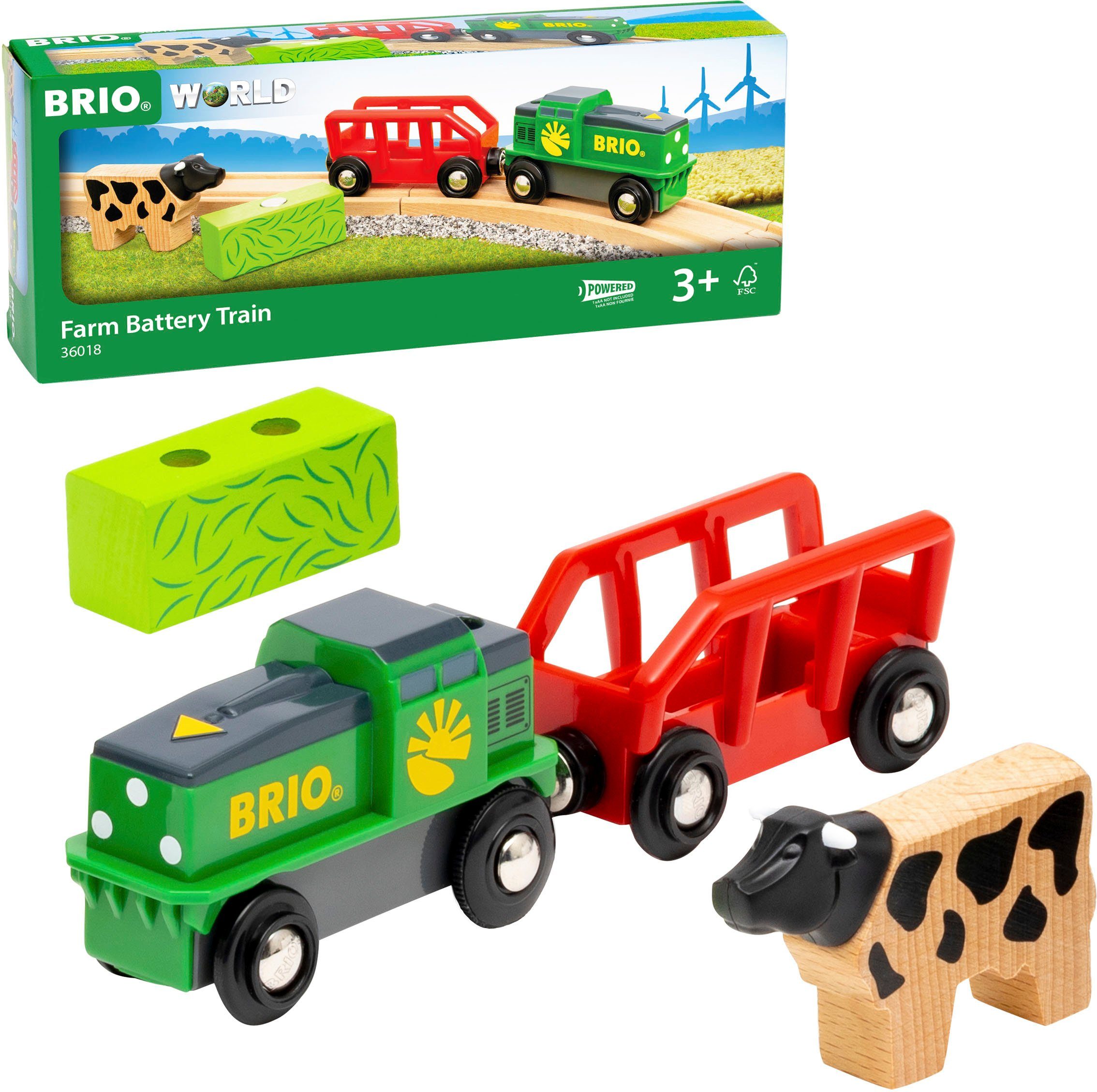 BRIO® Spielzeug-Eisenbahn BRIO® WORLD, Bauernhof Batterie-Zug, FSC®- schützt Wald - weltweit