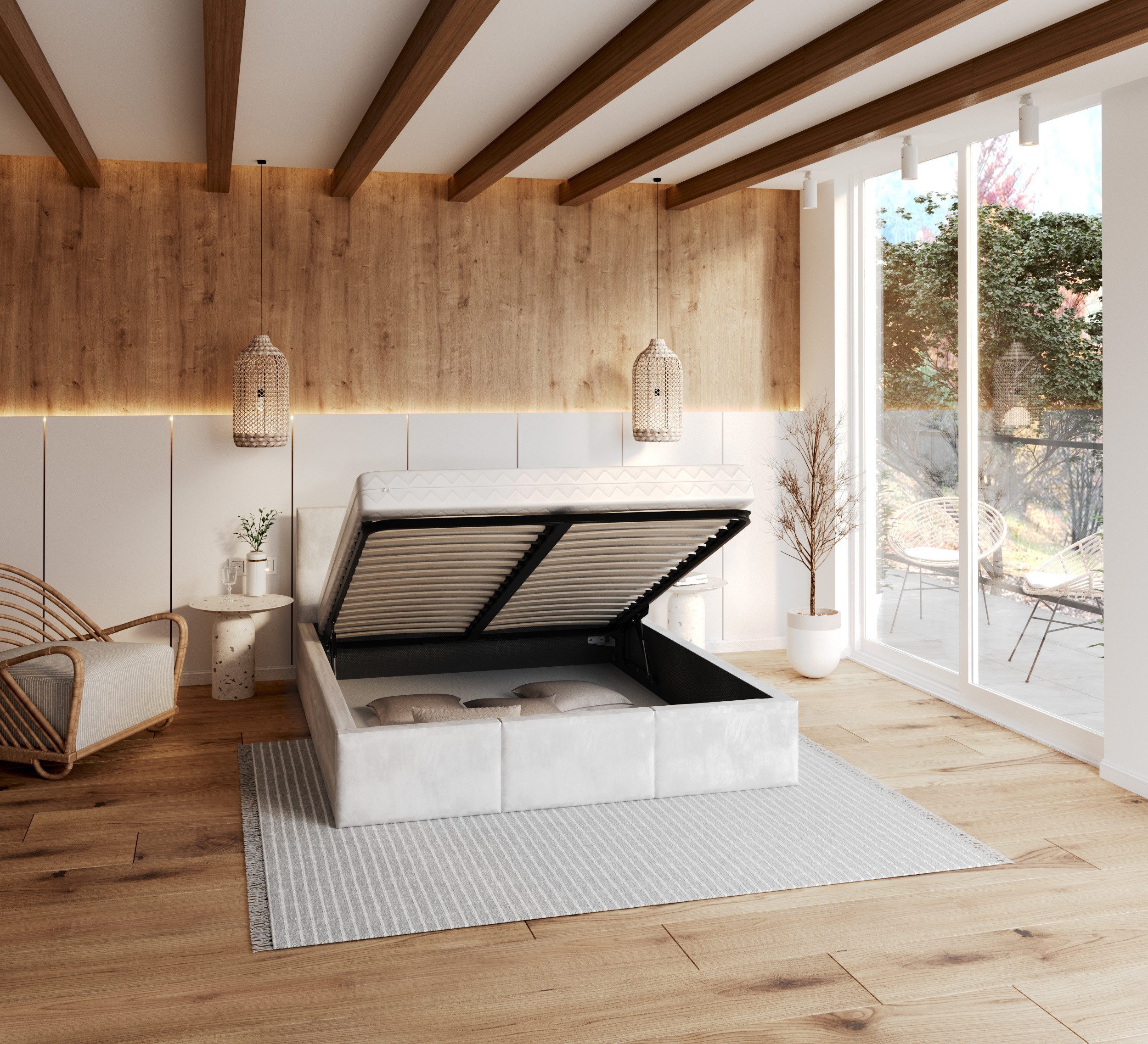 thematys Polsterbett Stauraumbett Bett mit Bettkasten - MADE IN EU - mit sa günstig online kaufen