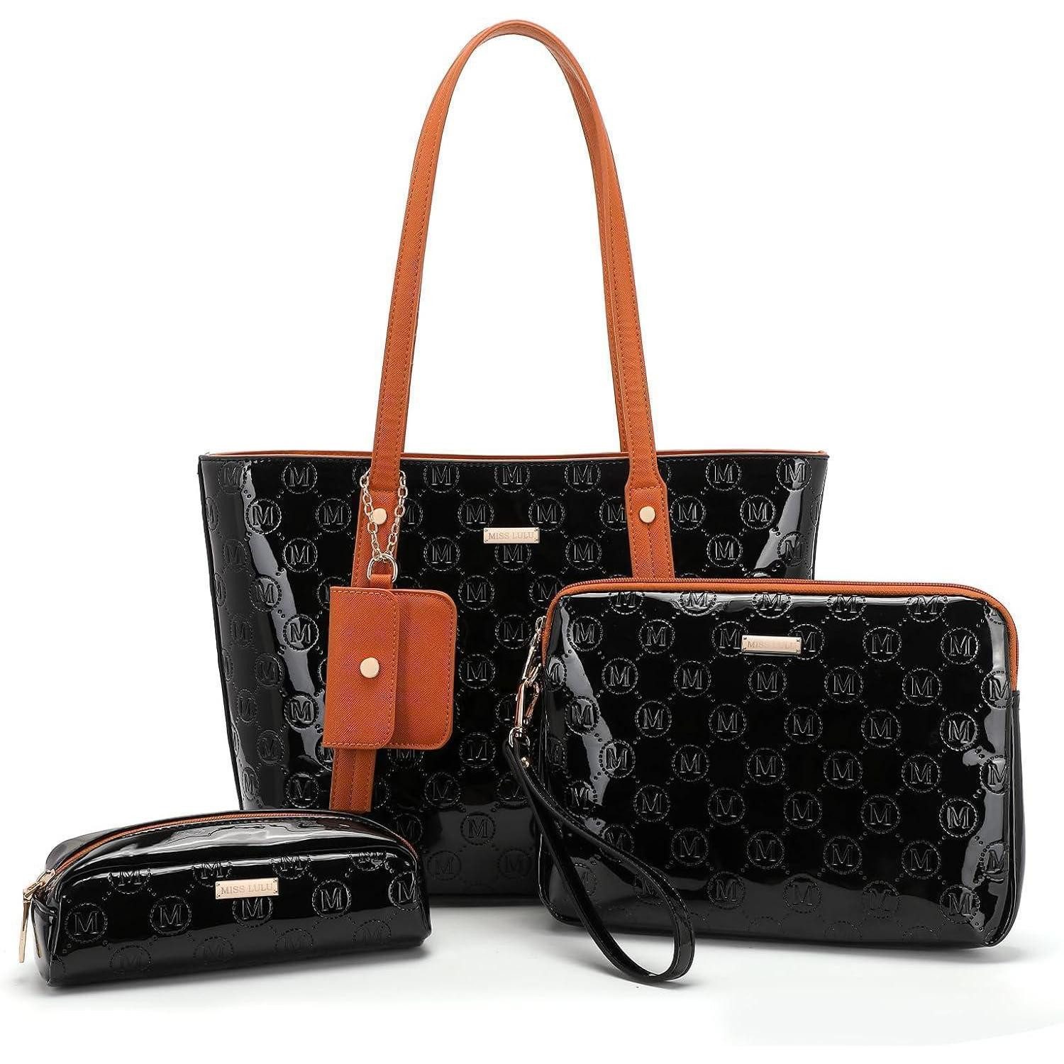 LuxusKollektion Handtasche Damen Handtaschen Set Mittelgroß mit Clutch und Kosmetiktasche