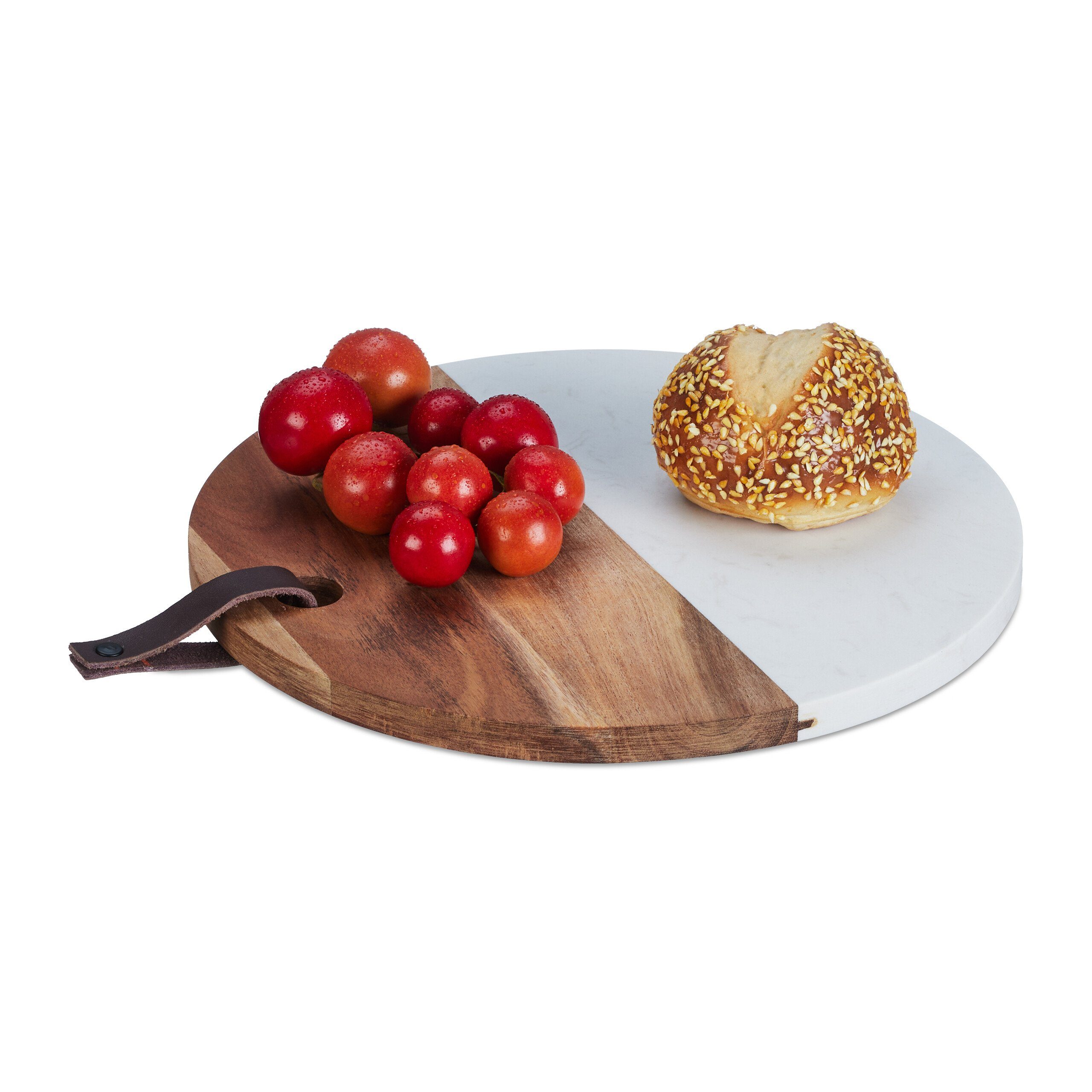 Schneidebrett Rundes Schneidebrett aus Holz & Marmor