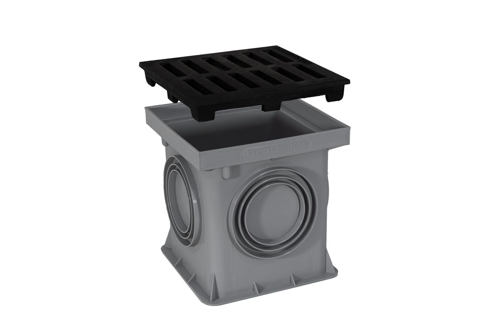 Marley Deutschland GmbH Erdschacht 200x200mm Einlaufschacht + Gussrost, 20x20x20 cm, 2-St., laugen- und säurebeständig, PKW-befahrbar