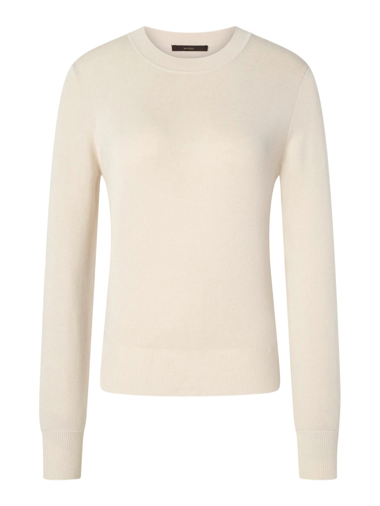 Windsor Langarmshirt natur,Casual,Wolle,Unifarben,Rundhals,Lang,Regular Fit