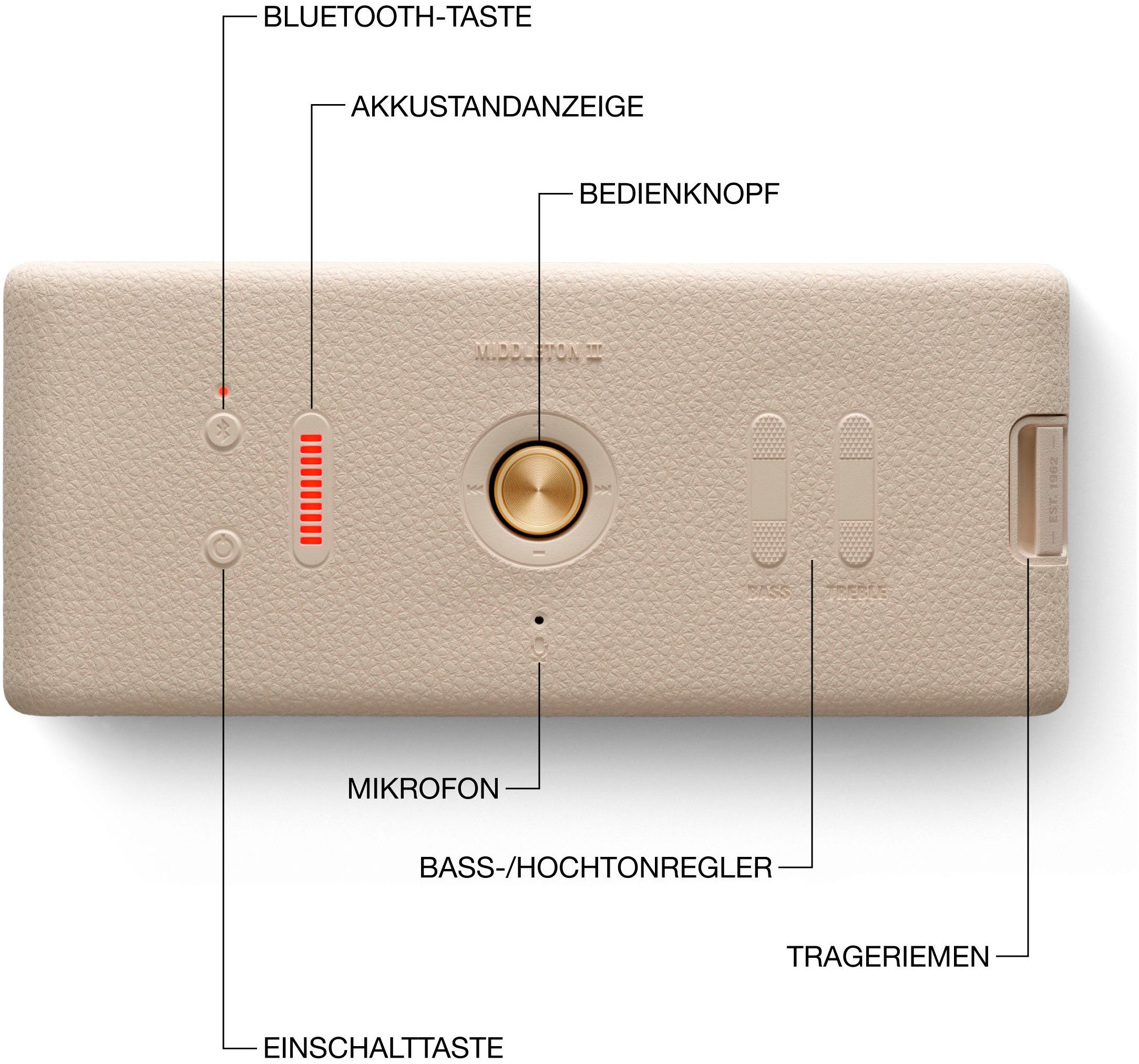 Marshall Middleton II Portable-Lautsprecher Stereo (Bluetooth, 30 W)