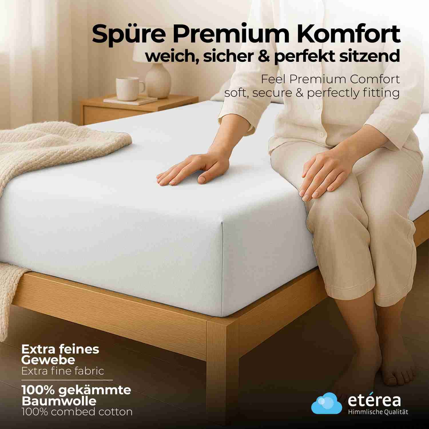 etérea Himmlische Qualität Spannbettlaken etérea Extra Jersey Spannbettlaken 90x200 -, Jersey, Gummizug: rundum, (1 Stück)