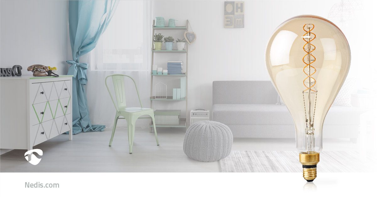 Nedis Smarte LED-Leuchte LEDBTFE27A160, Niedriger Energieverbrauch, Warmweiss, Dimmbar, warmweiß, für Haushalt, Büro und flexible Nutzung