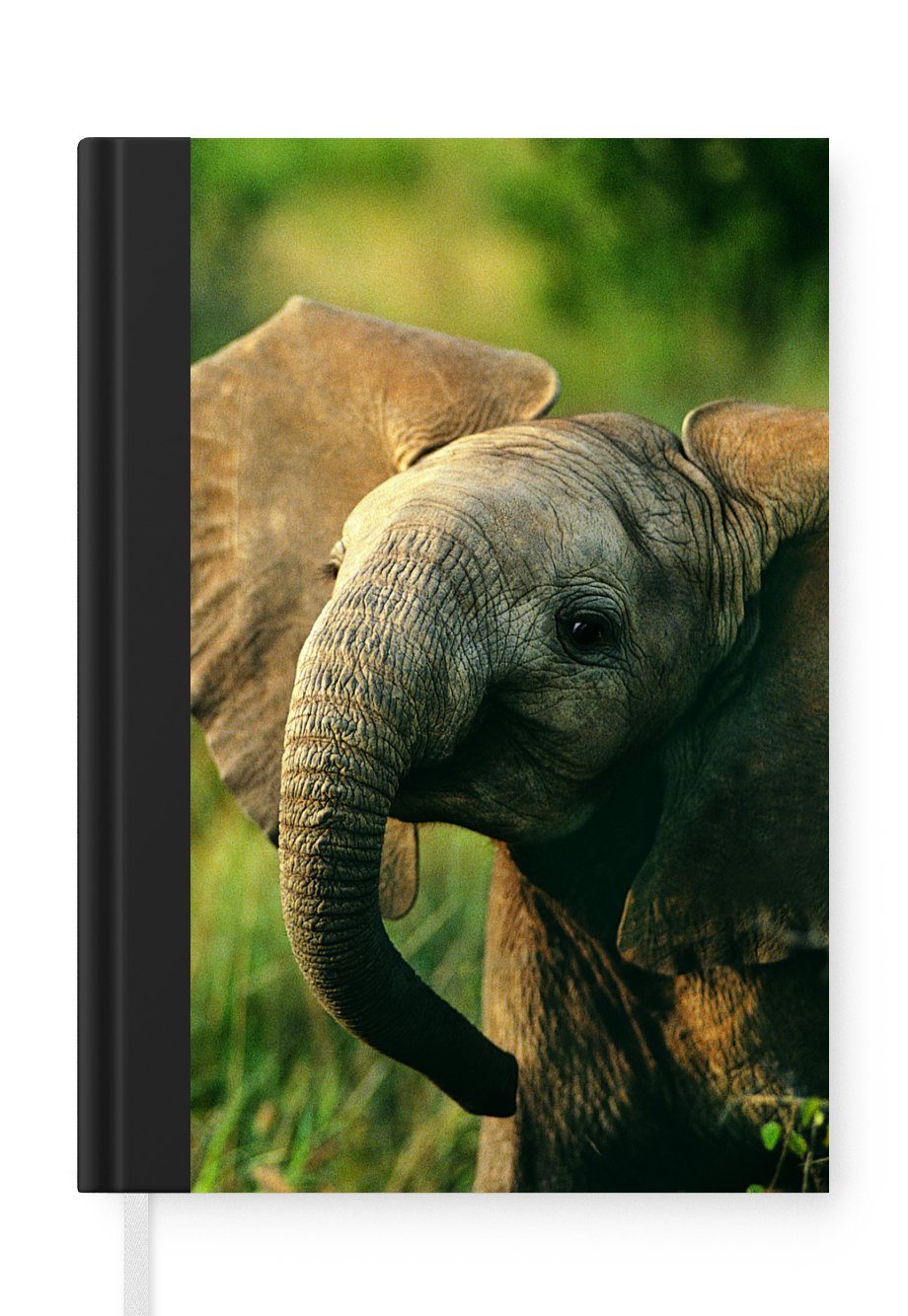 MuchoWow Notizbuch Elefant - Grün - Tiere - Natur, Journal, Merkzettel, Tagebuch, Notizheft, A5, 98 Seiten, Haushaltsbuch