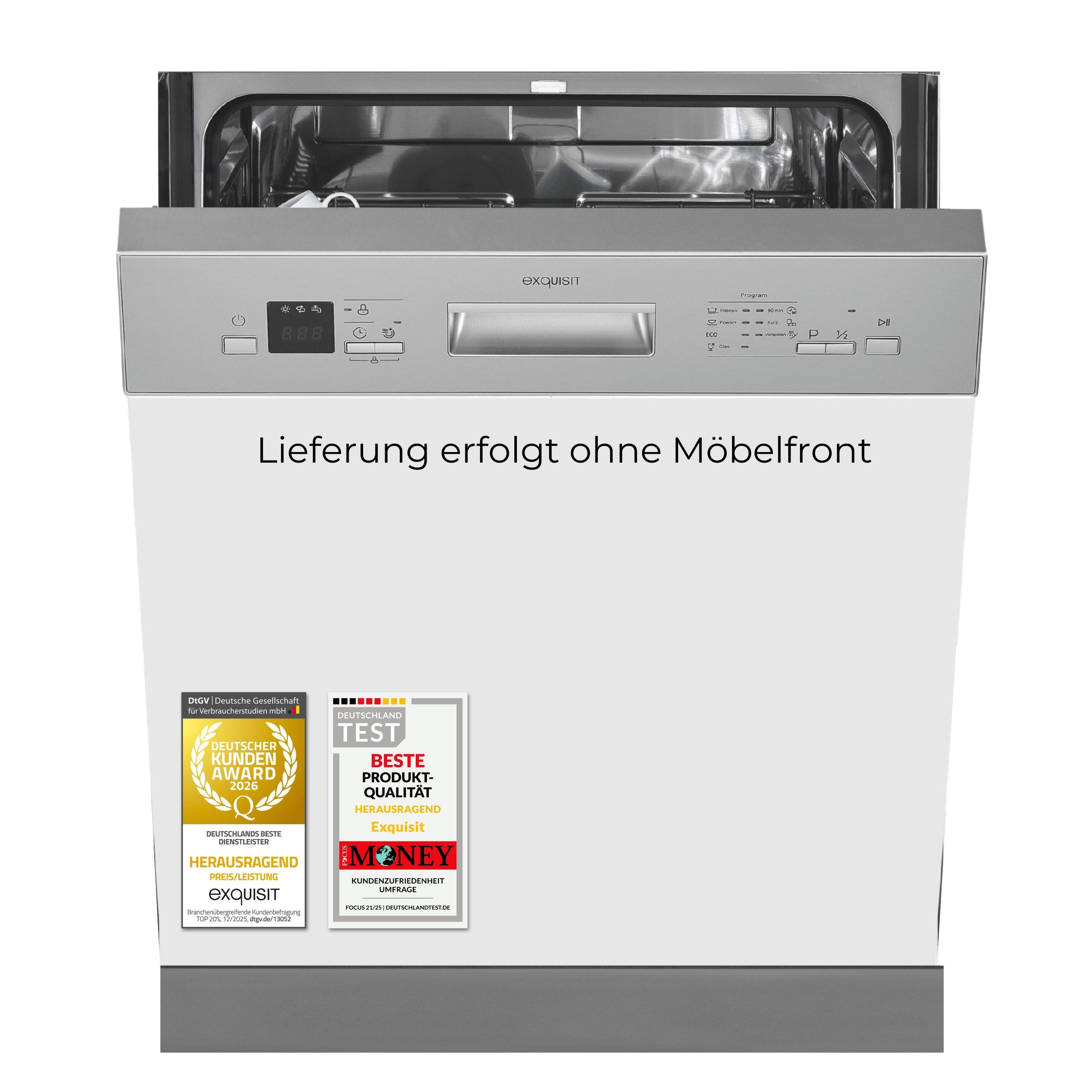 exquisit teilintegrierbarer Geschirrspüler EGSP56312-EB-030E, 11 l, 12 Maßgedecke, LED-Anzeige, höhenverstellbare Füße, Kindersicherung