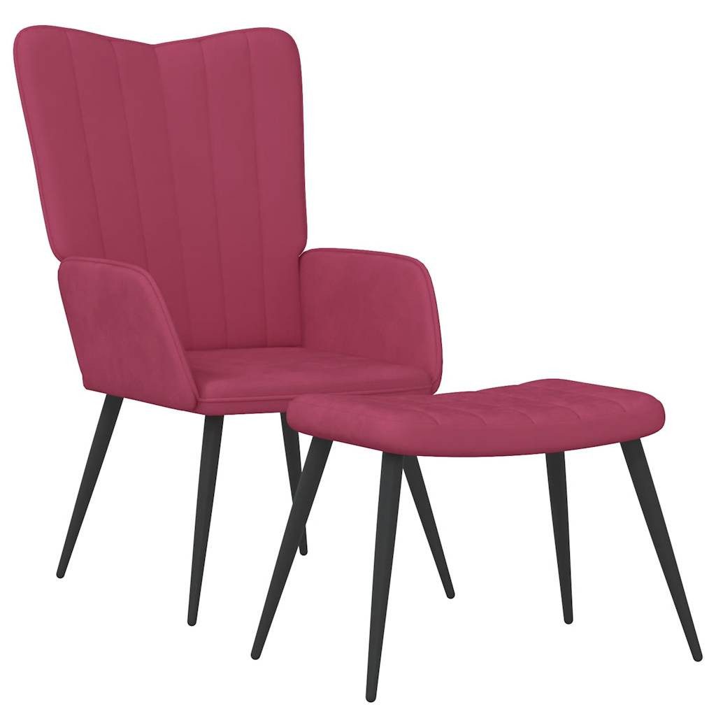 Sessel Relaxsessel mit Hocker Weinrot Samt