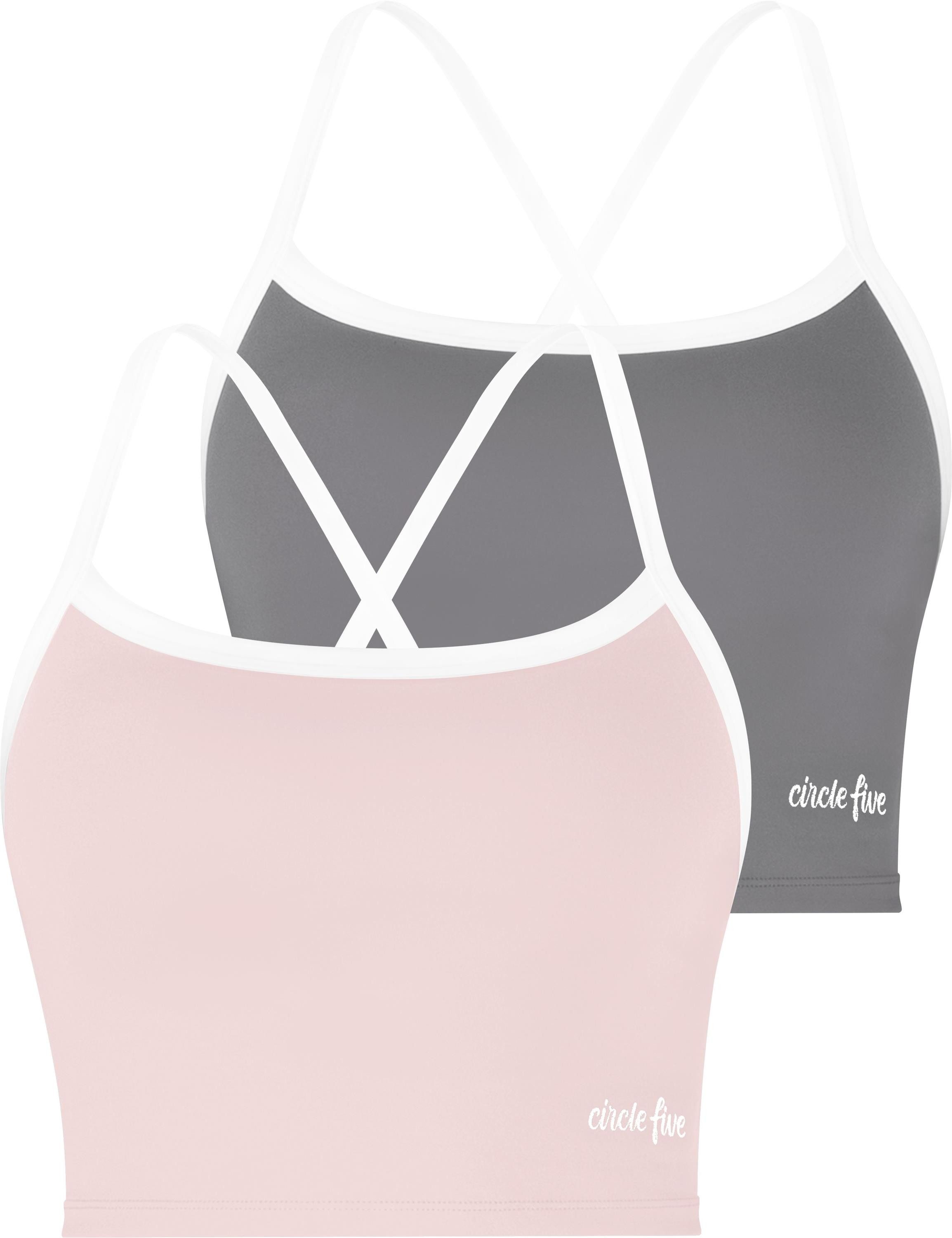 Circle Five Set: Sport-Bustier 2 x Tank Top Sport-BH mit herausnehmbaren Cups im Set.