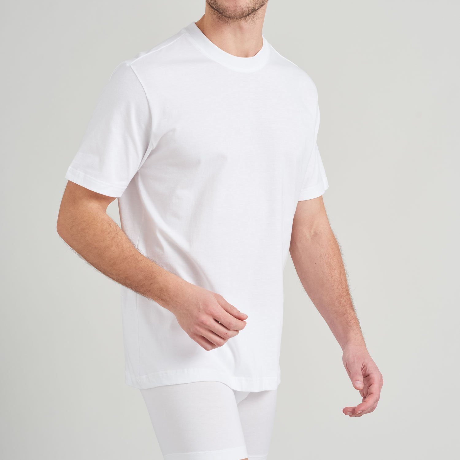 Schiesser T-Shirt Essentials 4 x Rundhals-Ausschnitt Weiss