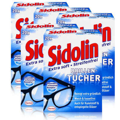 SIDOLIN Sidolin Brillen Putztücher 20 Tücher - Extra Soft & Streifenfrei (5er Reinigungstücher