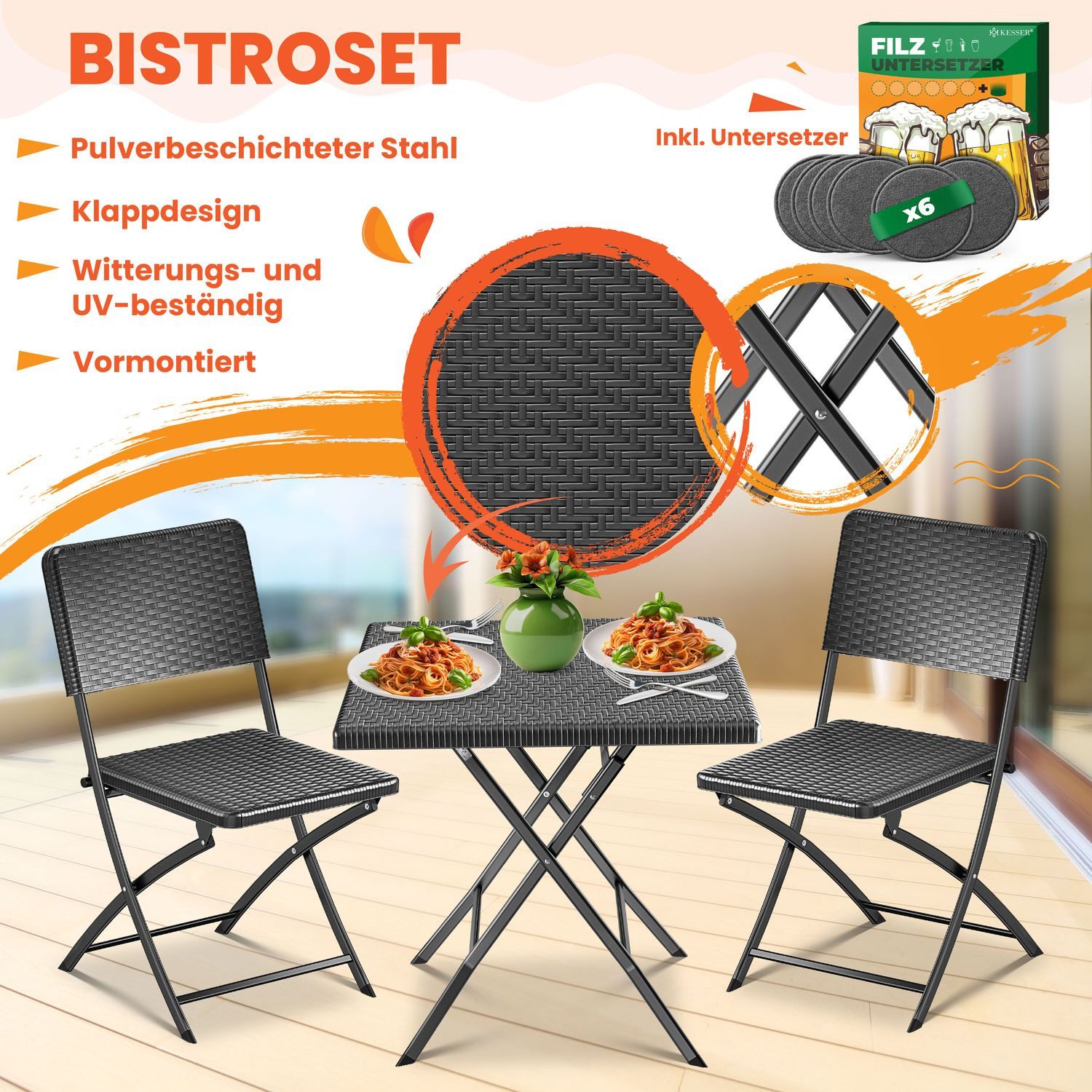 KESSER Bistrotisch 3-teiliges Bistroset (3-St., 1x günstig online kaufen